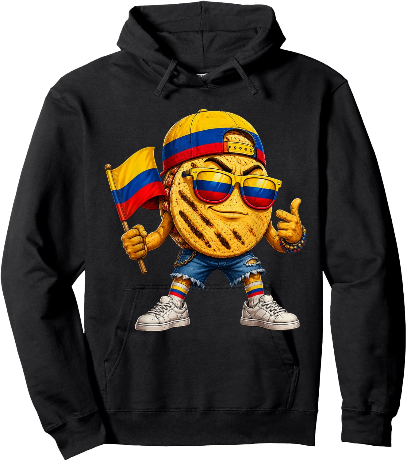 Colombia National Pride Colombia Arepa Flag Hoodie - Hoodie | Black
