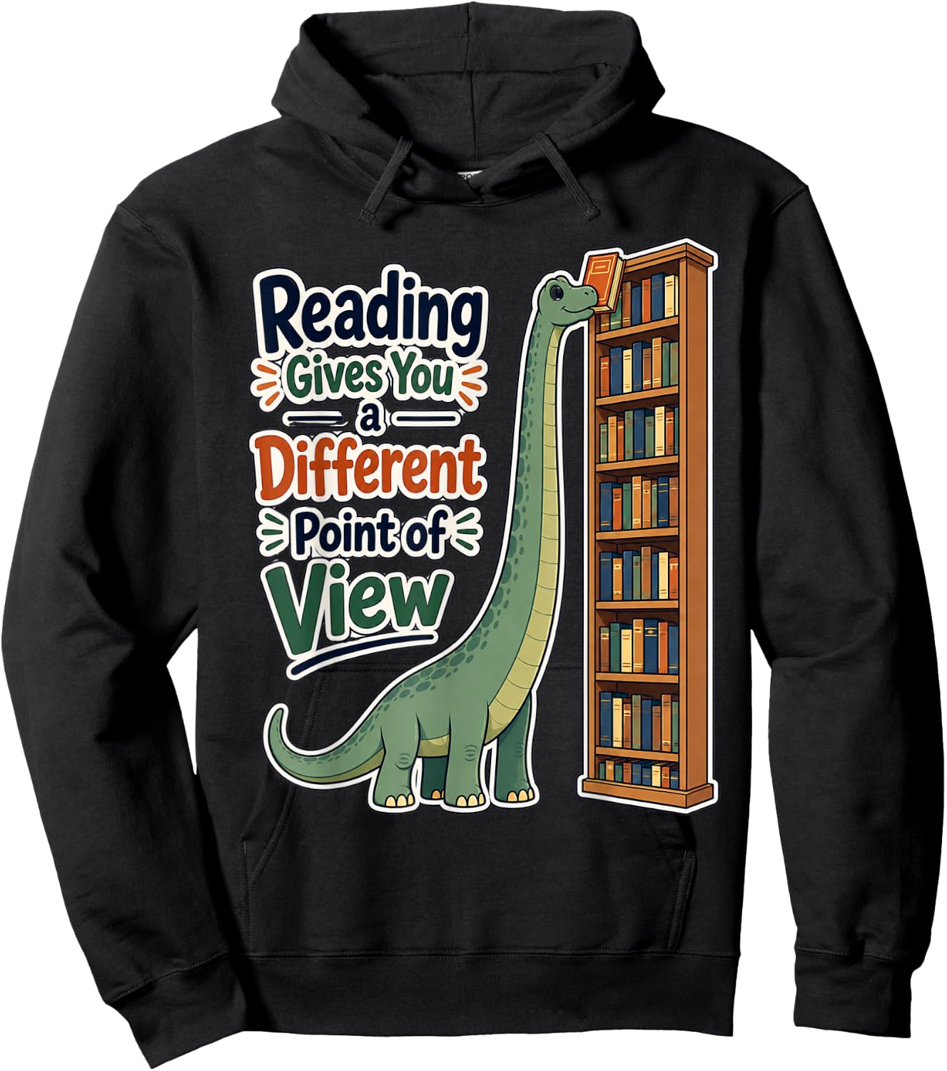 Reading Gives You a Different Point of View Dinosaur Library Hoodie - Hoodie | Black