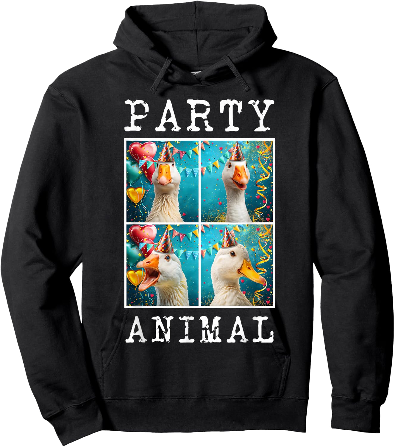 Ducks Face Colorful Farm Animal Party Hat Funny Duck Farming Hoodie - Hoodie | Black