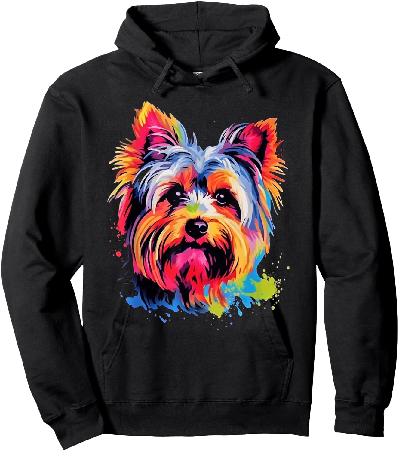 Colorful Pop Art Yorkshire Terrier Yorkie Lover Portrait Hoodie - Hoodie | Black