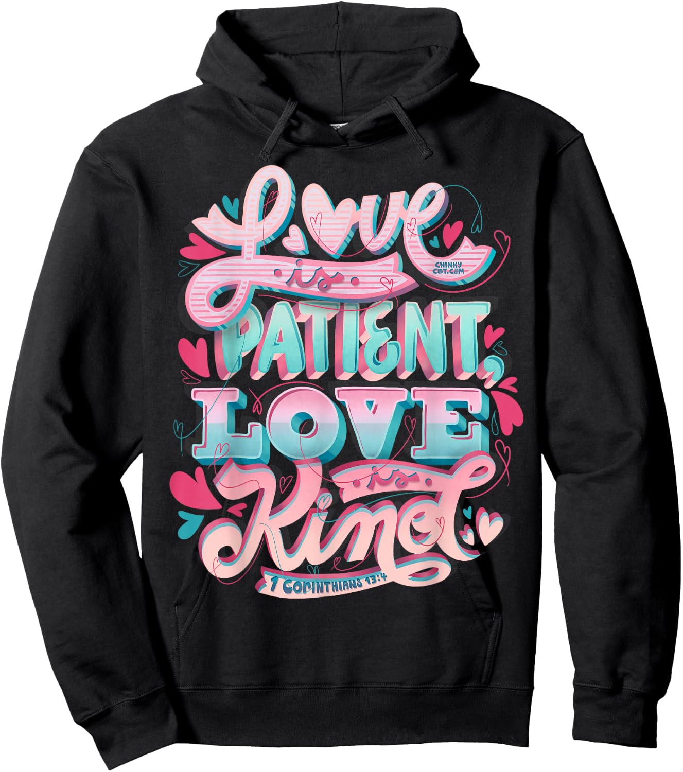 Love Patient Kind 1 Corinthians 13:4 Loving Marriage Bible Hoodie - Hoodie | Black