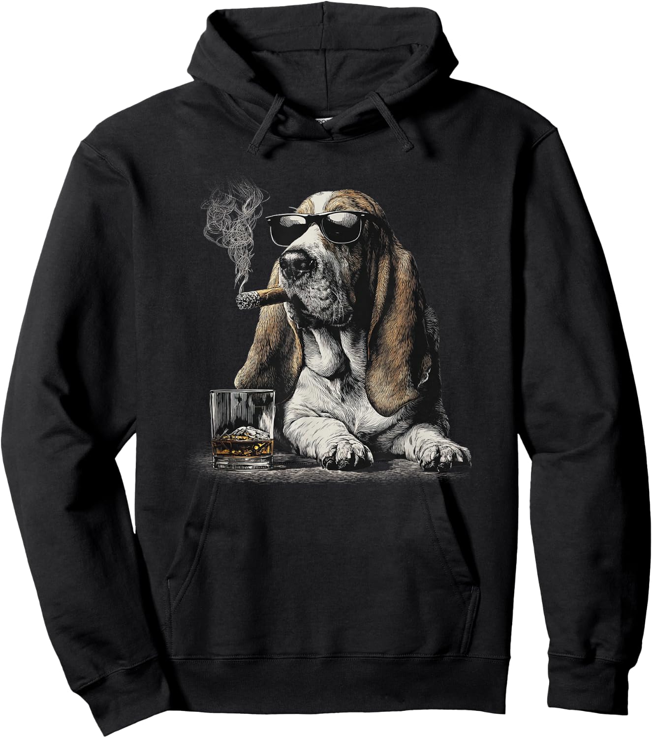 Basset Hound Dad Dog Sunglasses Father's Day Family Hoodie - Hoodie | Black
