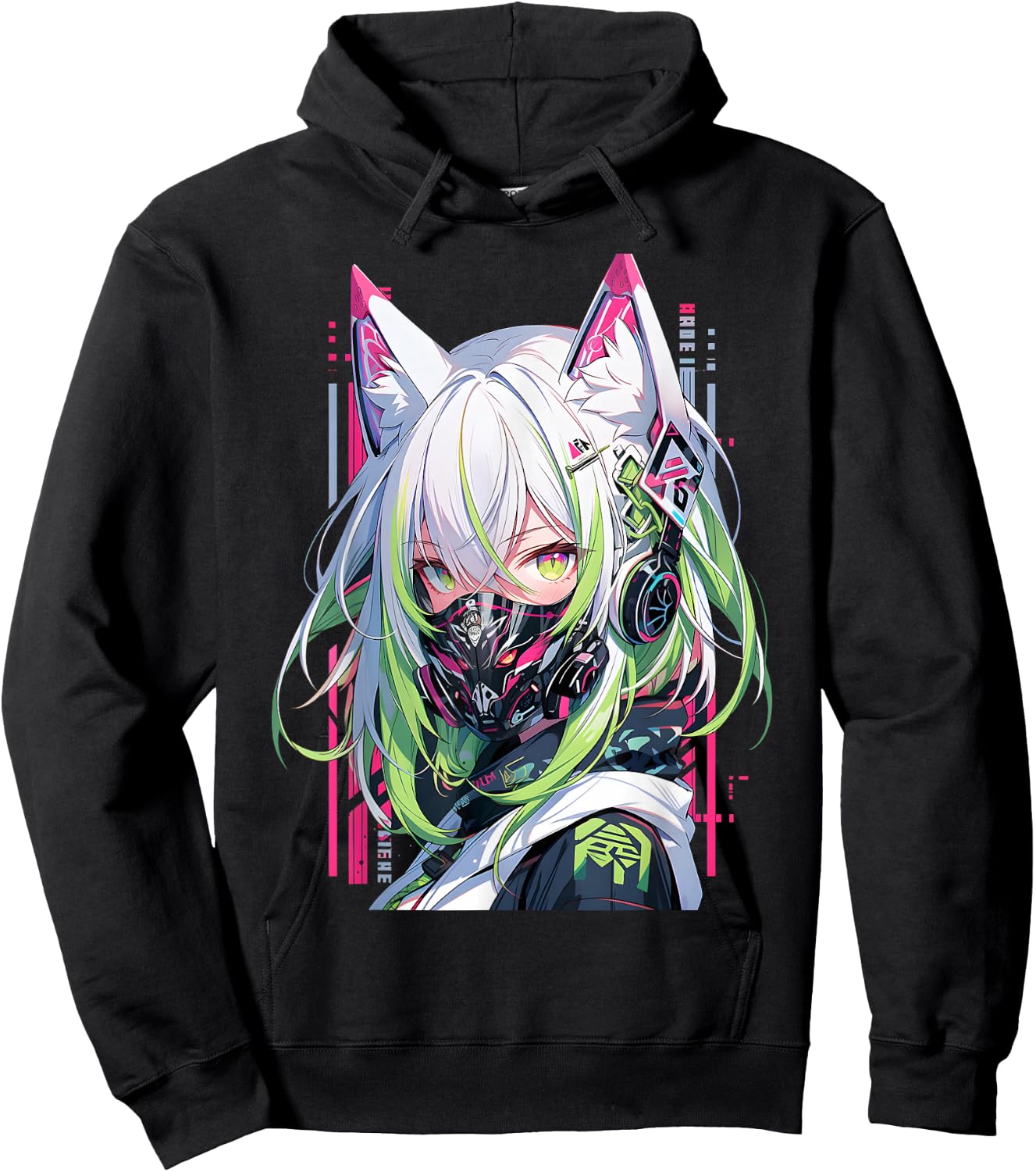 Manga Anime Aesthetic Cyberpunk Techwear Harajuku , black Hoodie - Hoodie | Black
