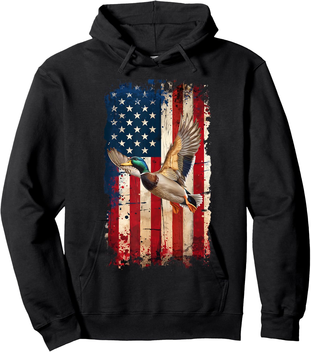 American Flag Duck Hunter Waterfowl Hunting Hoodie - Hoodie | Black