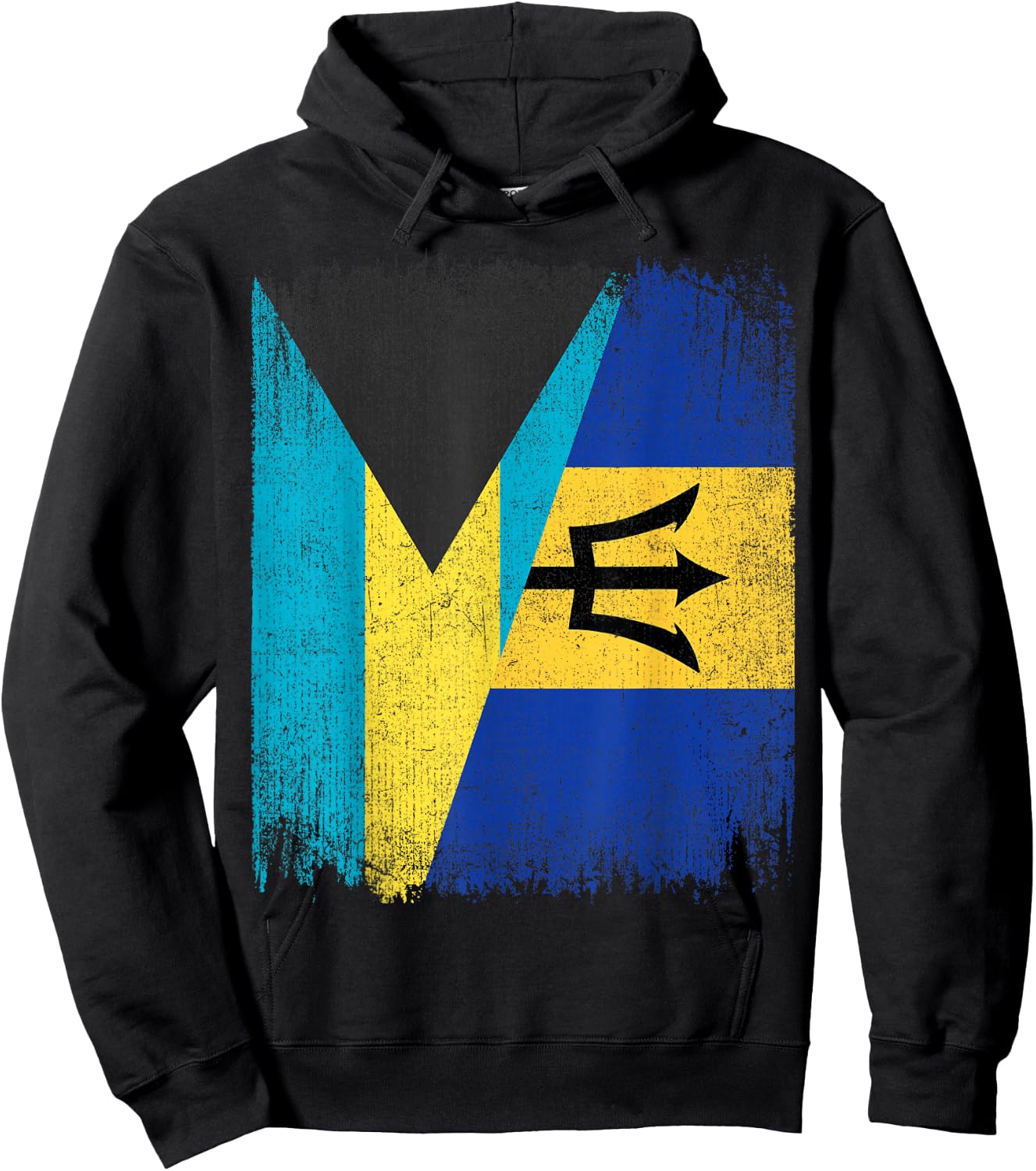 Half Bahamas Barbados Split Flag Bahamian Pride Roots Hoodie - Hoodie | Black