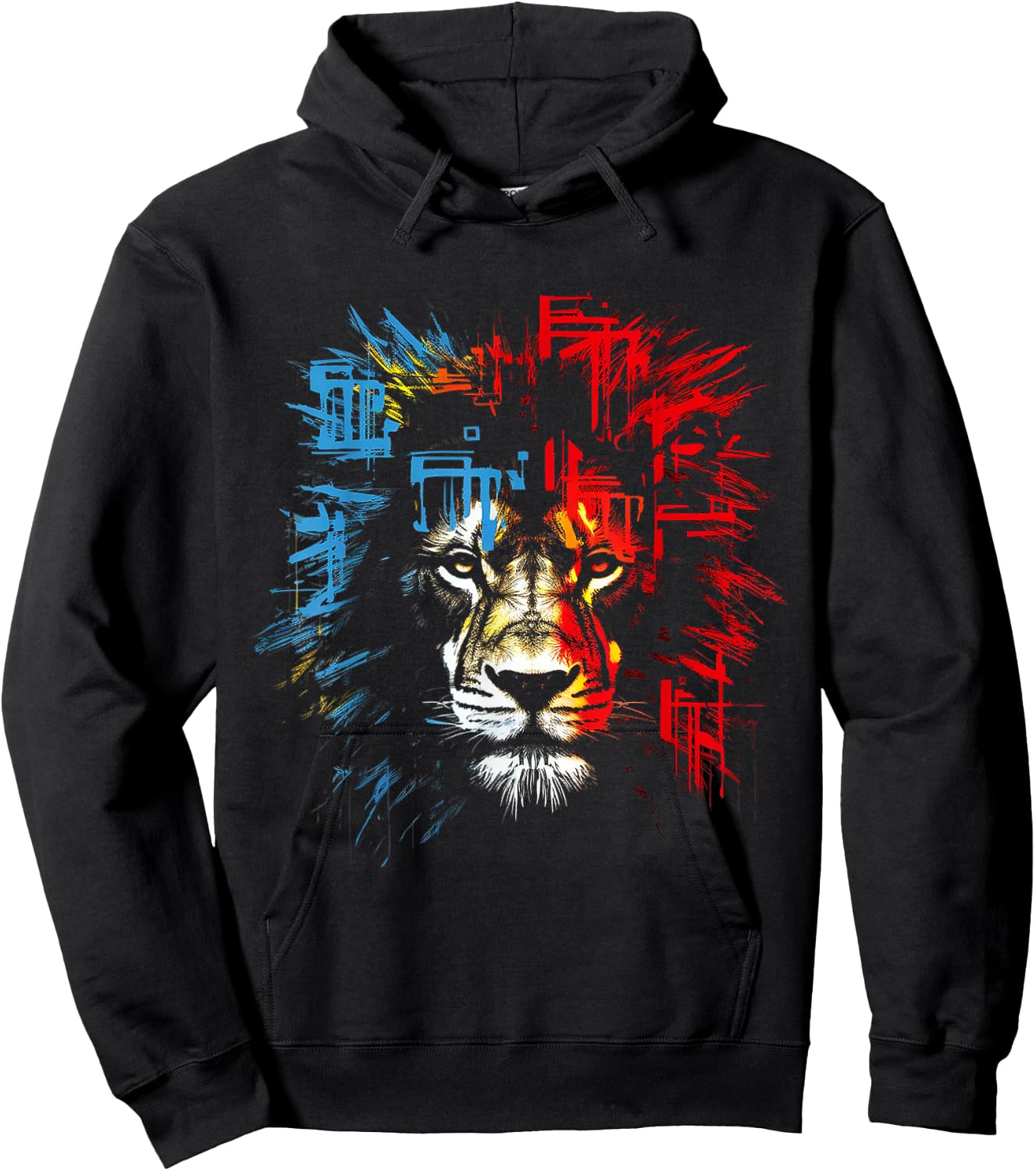 Löwe Zeichnung Abstrakt Tierliebhaber Grafik Löwe Hoodie - Hoodie | Black