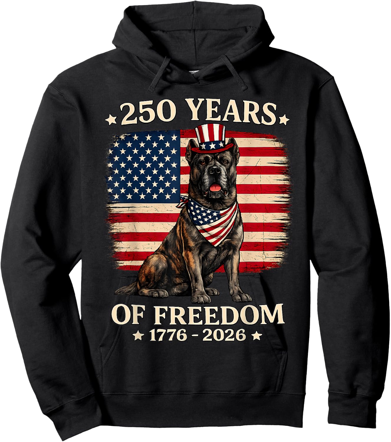 Cane Corso Dog 250 Years of Freedom USA Flag 4th July Hoodie - Hoodie | Black