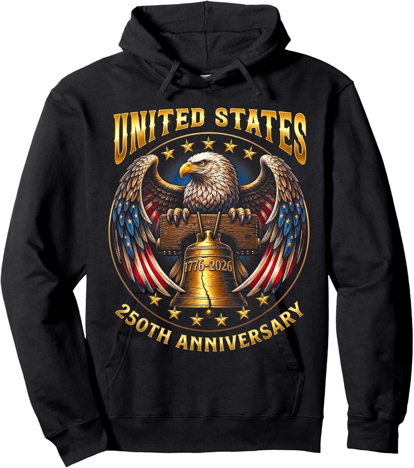 250th Anniversary Independence Day 1776 2026 Patriotic Eagle Hoodie - Hoodie | Black