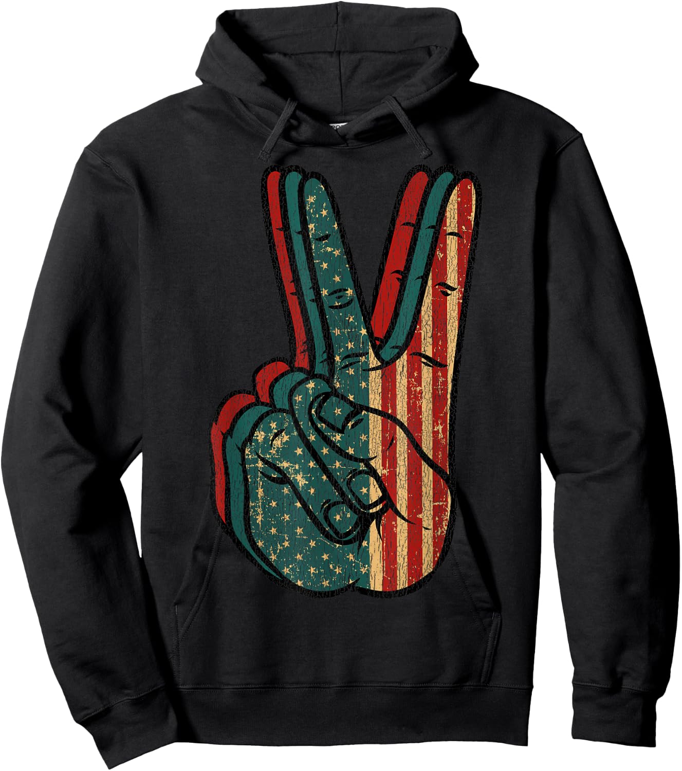 Retro Peace Vintage 60's 70's Hippie Gift Hoodie - Hoodie | Black