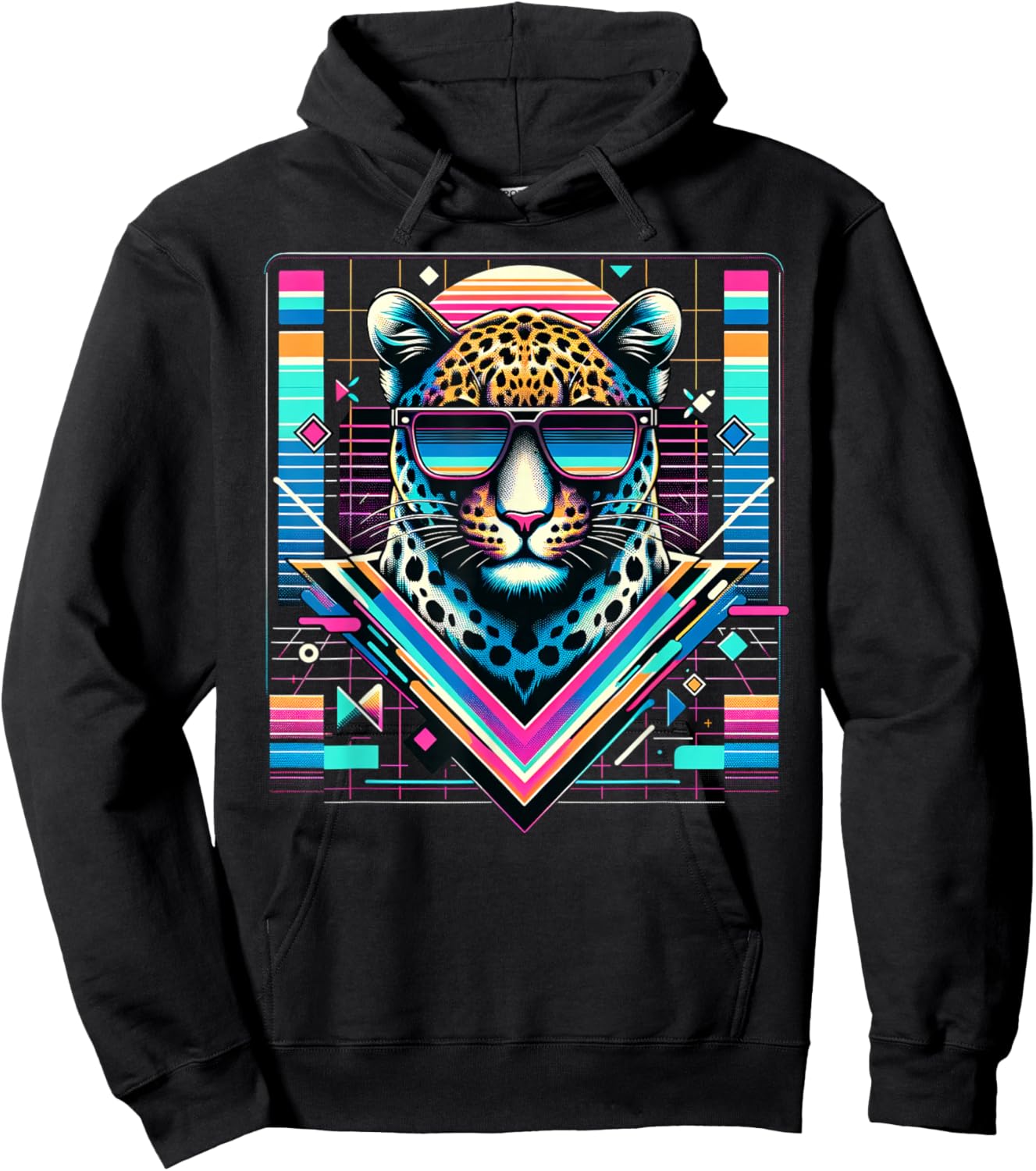 Men's Women's and Children's Vintage Retro Leopard Lover , black Hoodie - Hoodie | Black