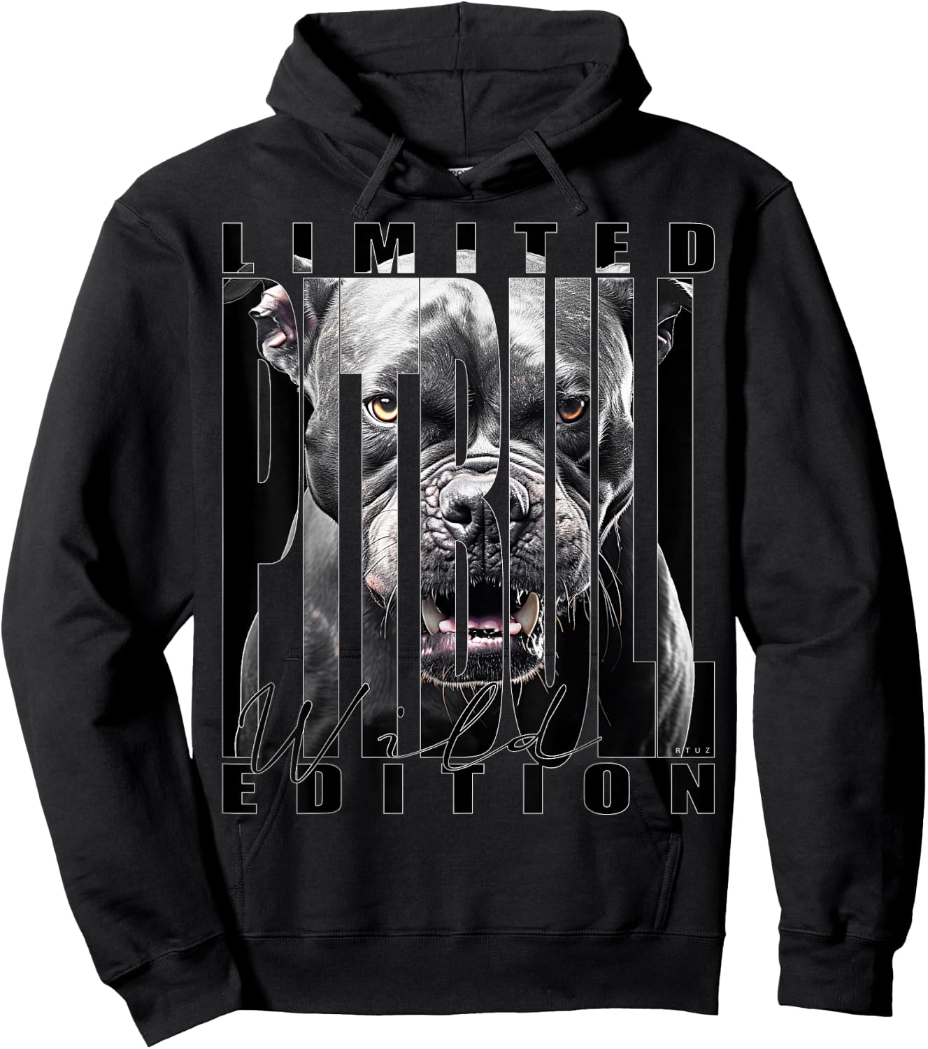 Hip Hop Y2K Streetwear Fashion Damen Herren Hund Pitbull Hoodie - Hoodie | Black