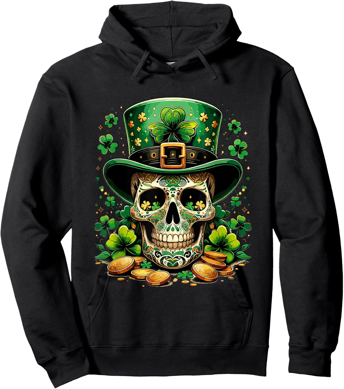 Goblin Skull St Patricks Day Shenanigans Saint Patrick , black, S Hoodie - Hoodie | Black
