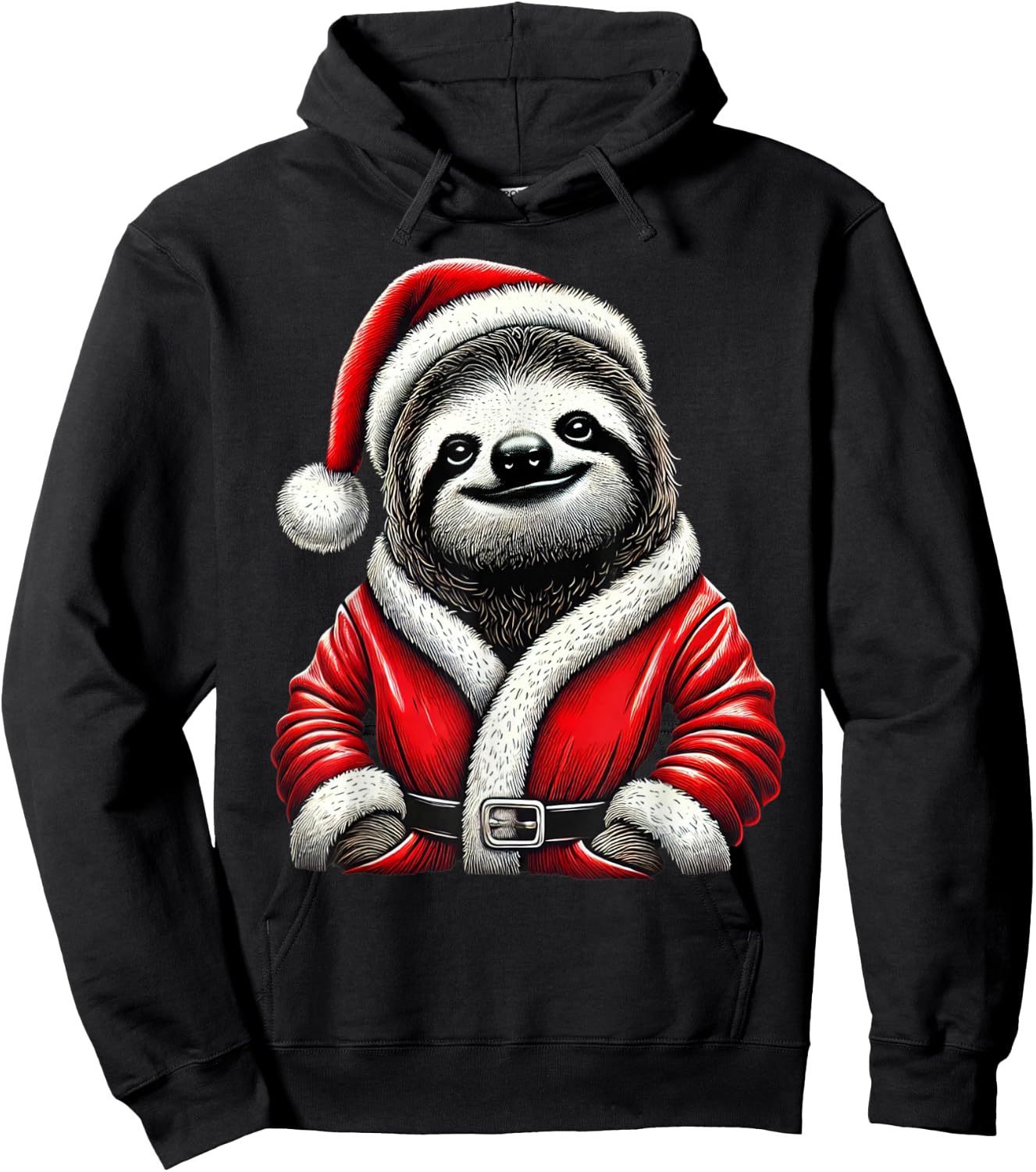 Cute Funny Sloth Santa Claus Christmas Xmas Sloth Hoodie - Hoodie | Black