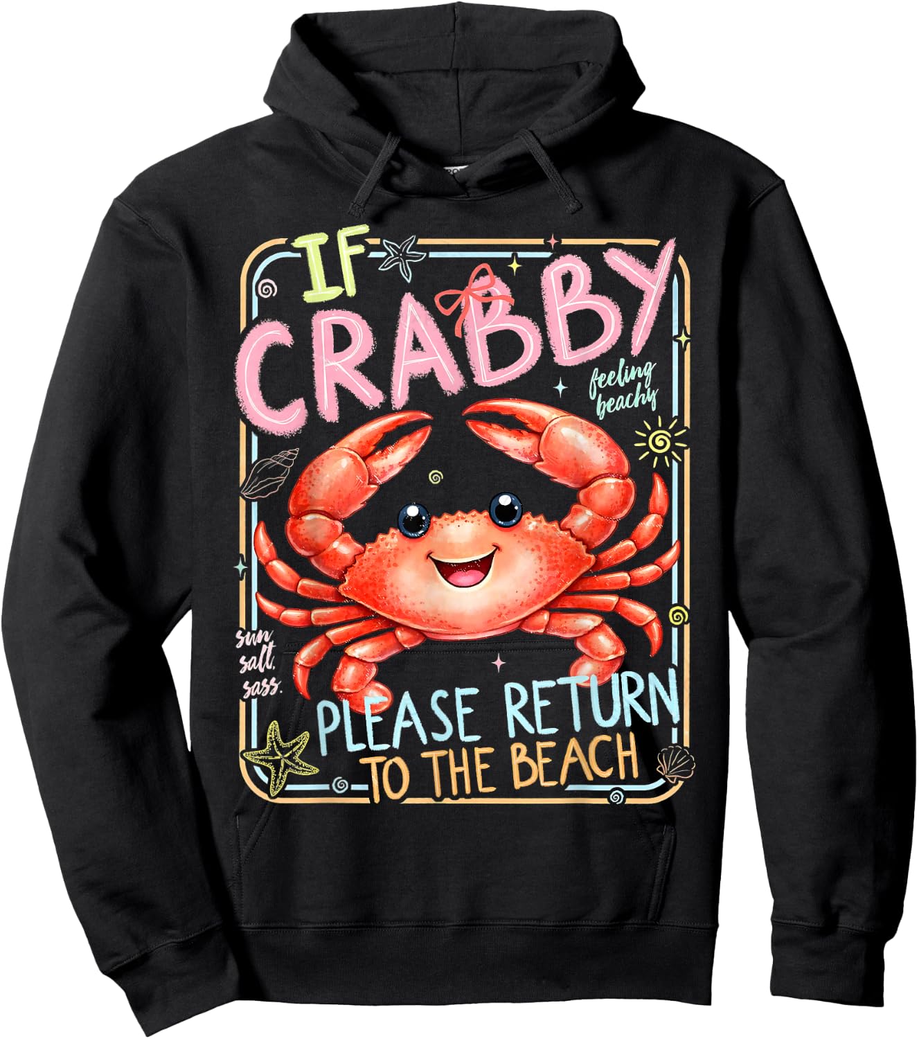If Crabby Please Return to The Beach Funny Beach Summer Hoodie - Hoodie | Black