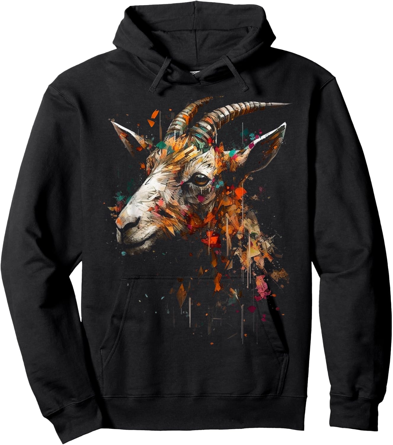 Goat art - animal farm motif goat Hoodie - Hoodie | Black