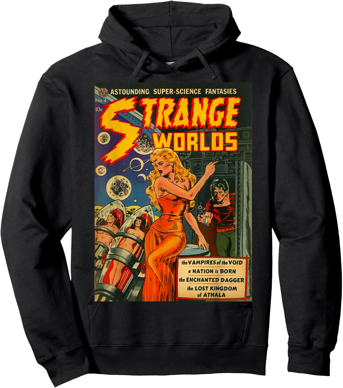 Sci Fi Pin Up Girl Science Fiction Vintage Horror Comic Book Hoodie - Hoodie | Black