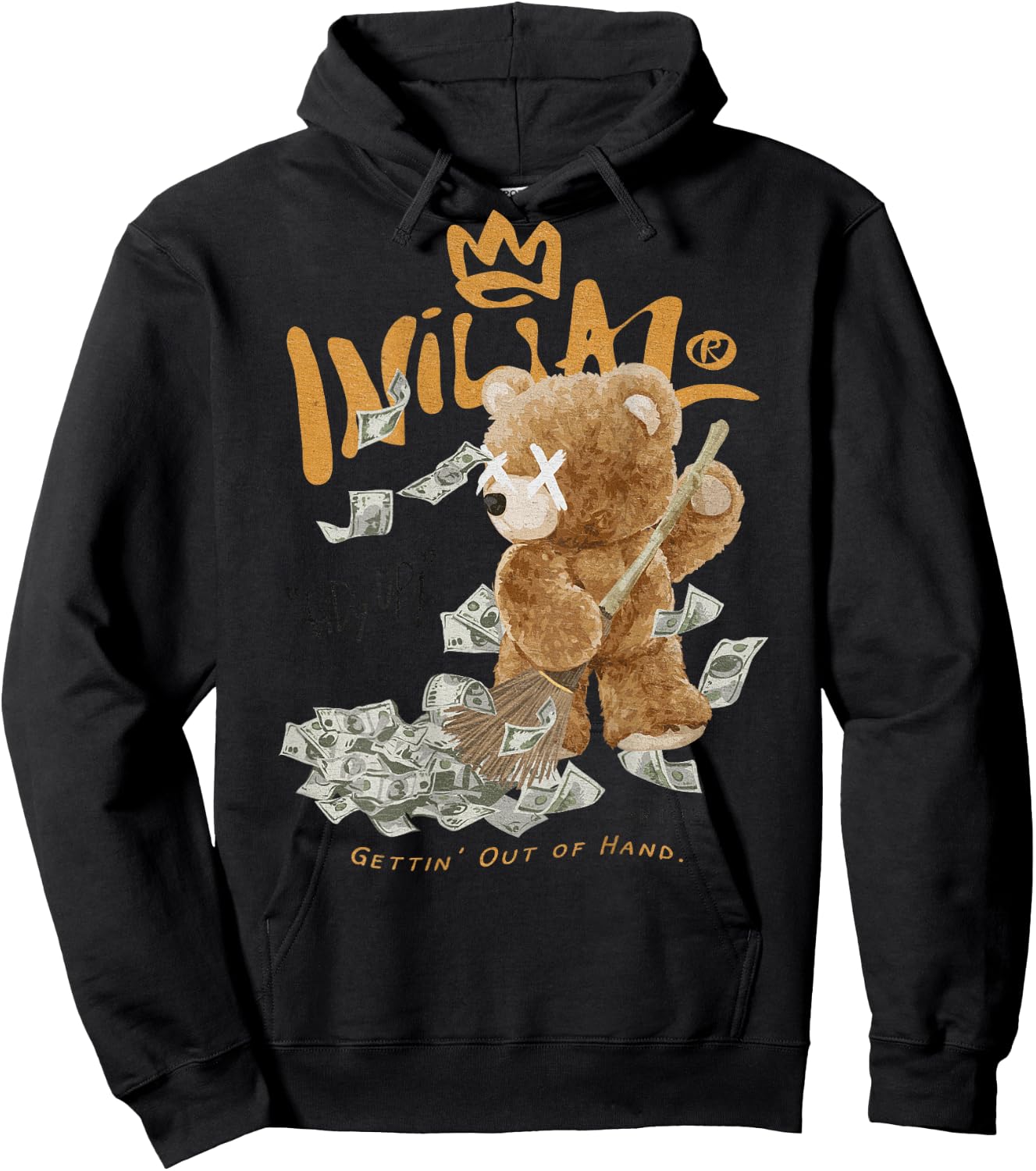 Back Print Y2K Streetwear Women's Clothing Men Teddy Bear Hoodie - Hoodie | Black