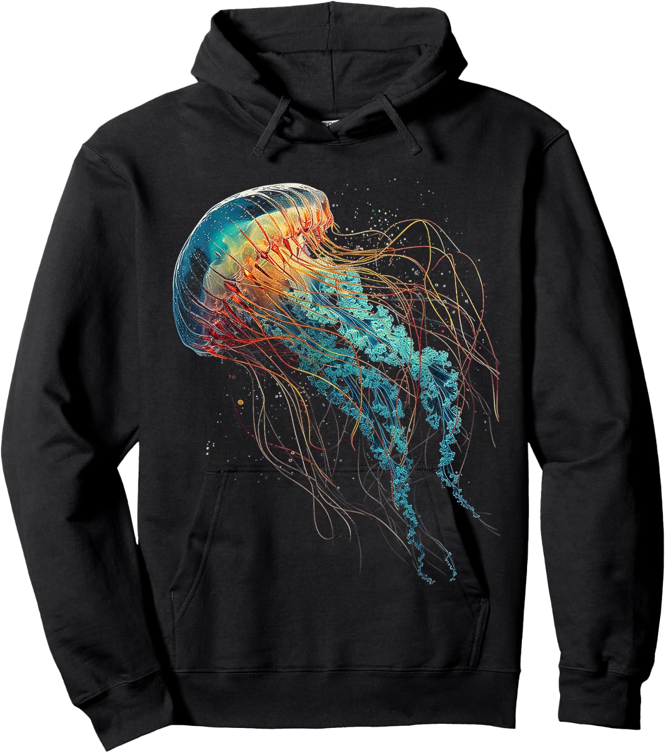 Jellyfish Fantasy Colorful Animal Art Graphic Jellyfish Hoodie - Hoodie | Black
