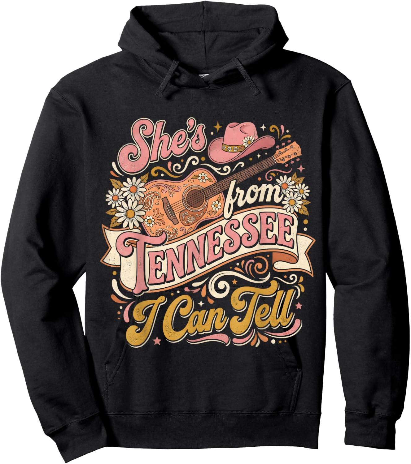 She’s from Tennessee I Can Tell Retro Cowgirl Hoodie - Hoodie | Black