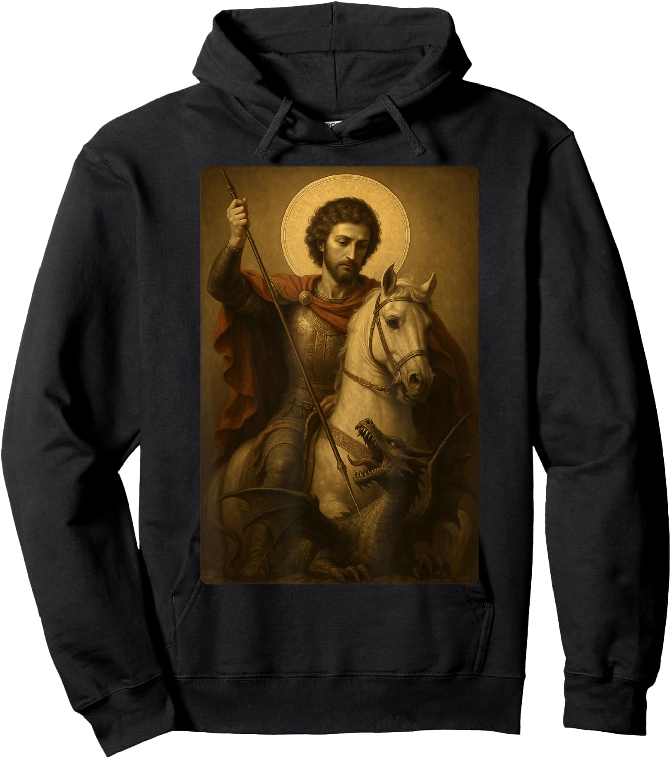 Icône orthodoxe de Saint Georges et Le Dragon Hoodie - Hoodie | Black
