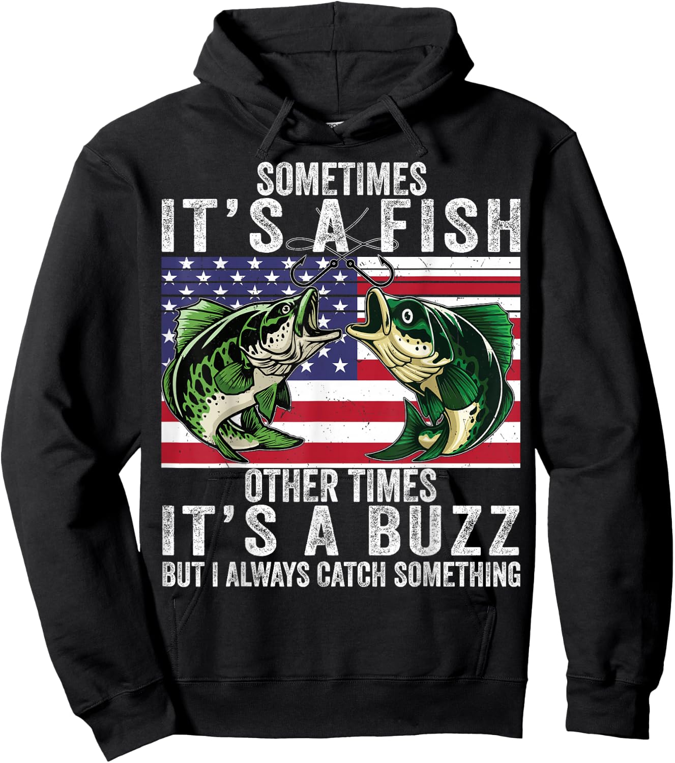 Funny Fishing-Shirt Sometimes It's A Fish Bass Adult Humor Hoodie - Hoodie | Black