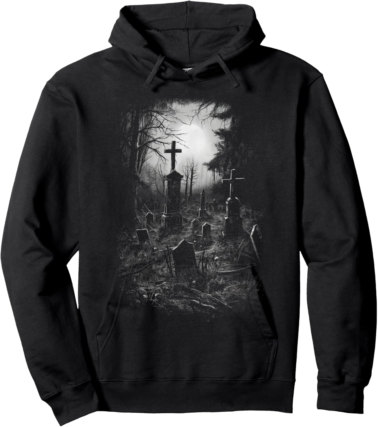 Cemetery Gothic Gravestone Halloween Ghost Dark Hoodie - Hoodie | Black