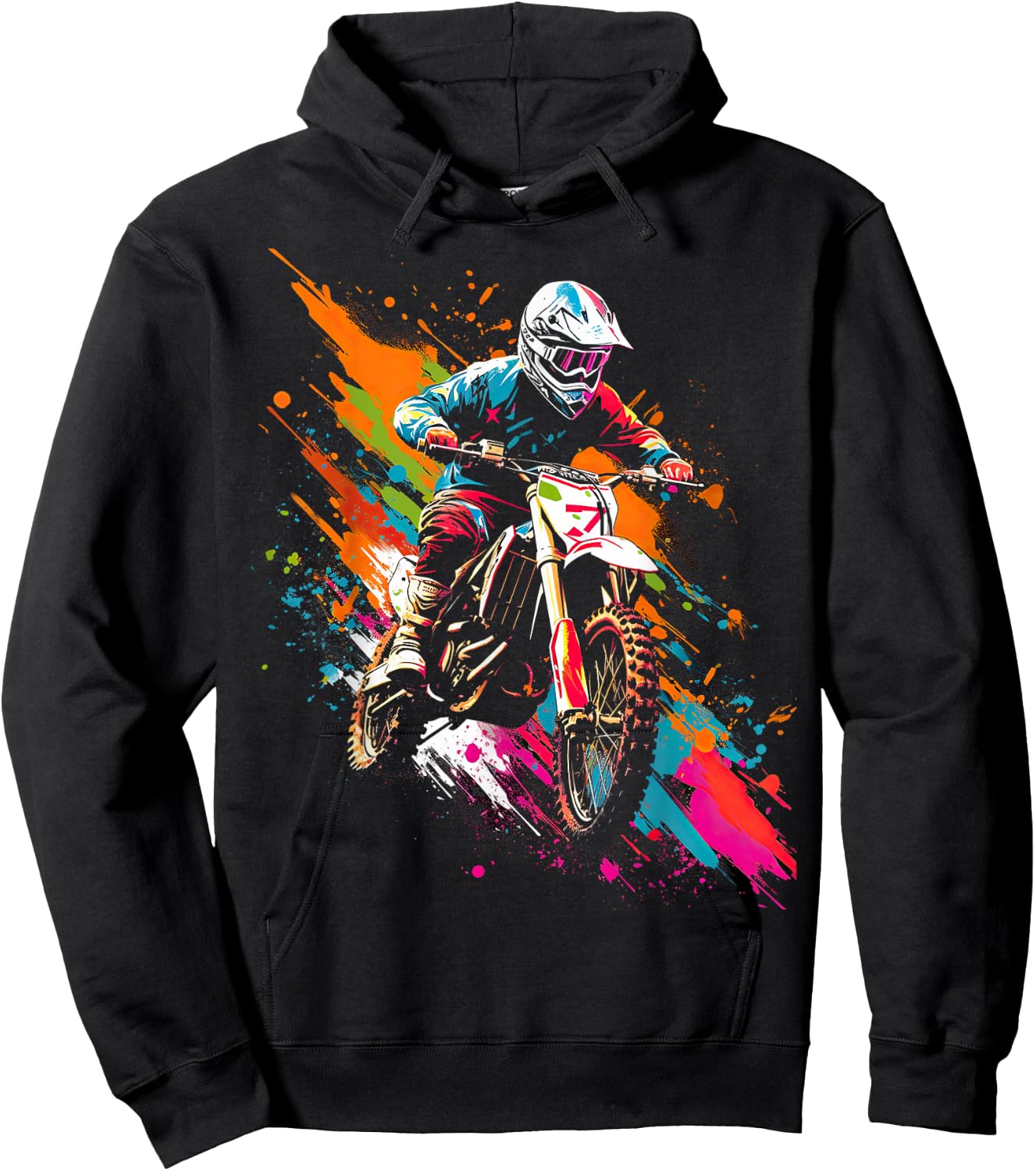Dirt Bike Coloured Motocross Motorcycle Design for Boys , black Hoodie - Hoodie | Black