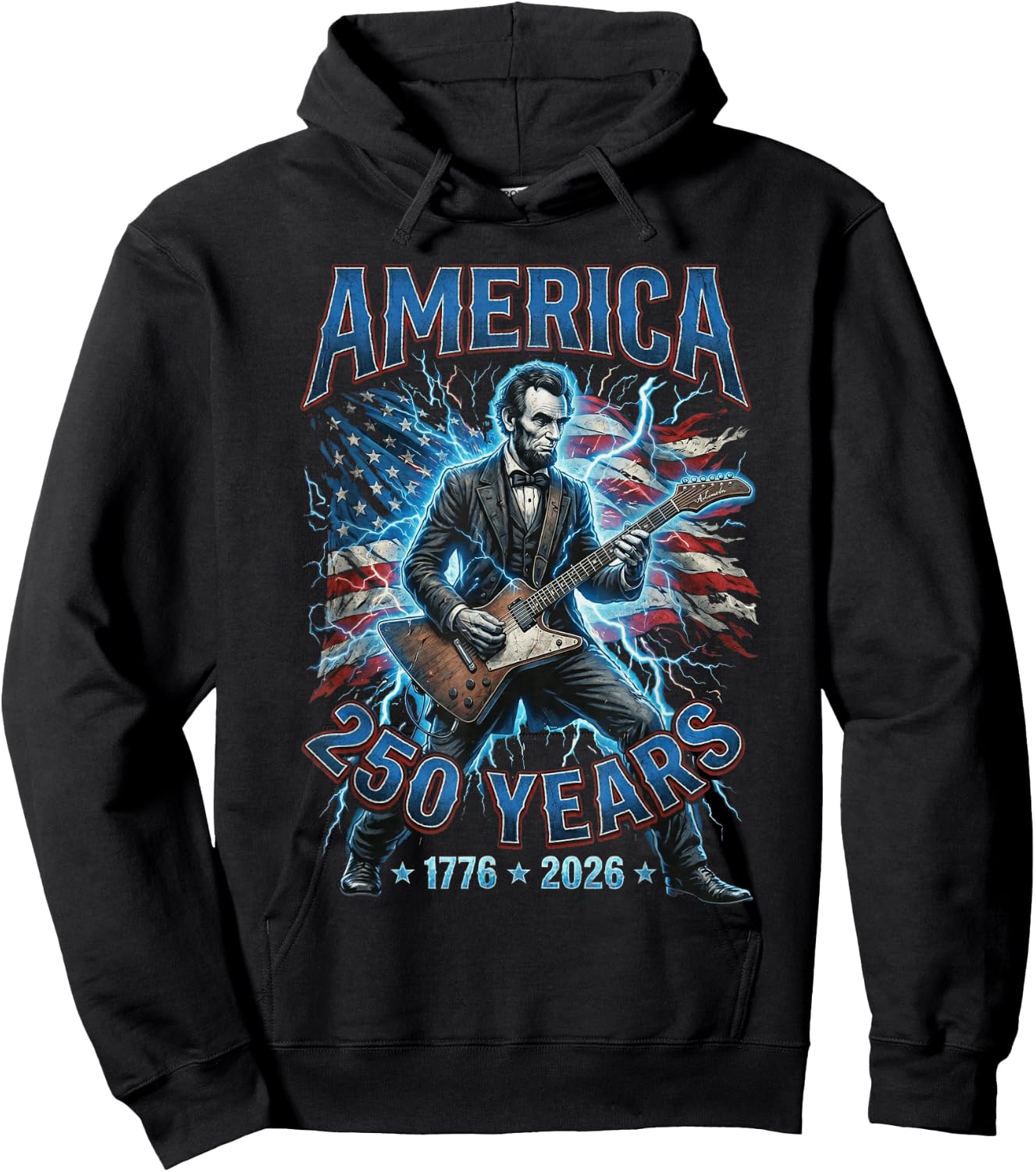 Abraham Lincoln Playing Guitar 250 Years 250 Anniversary USA Hoodie - Hoodie | Black
