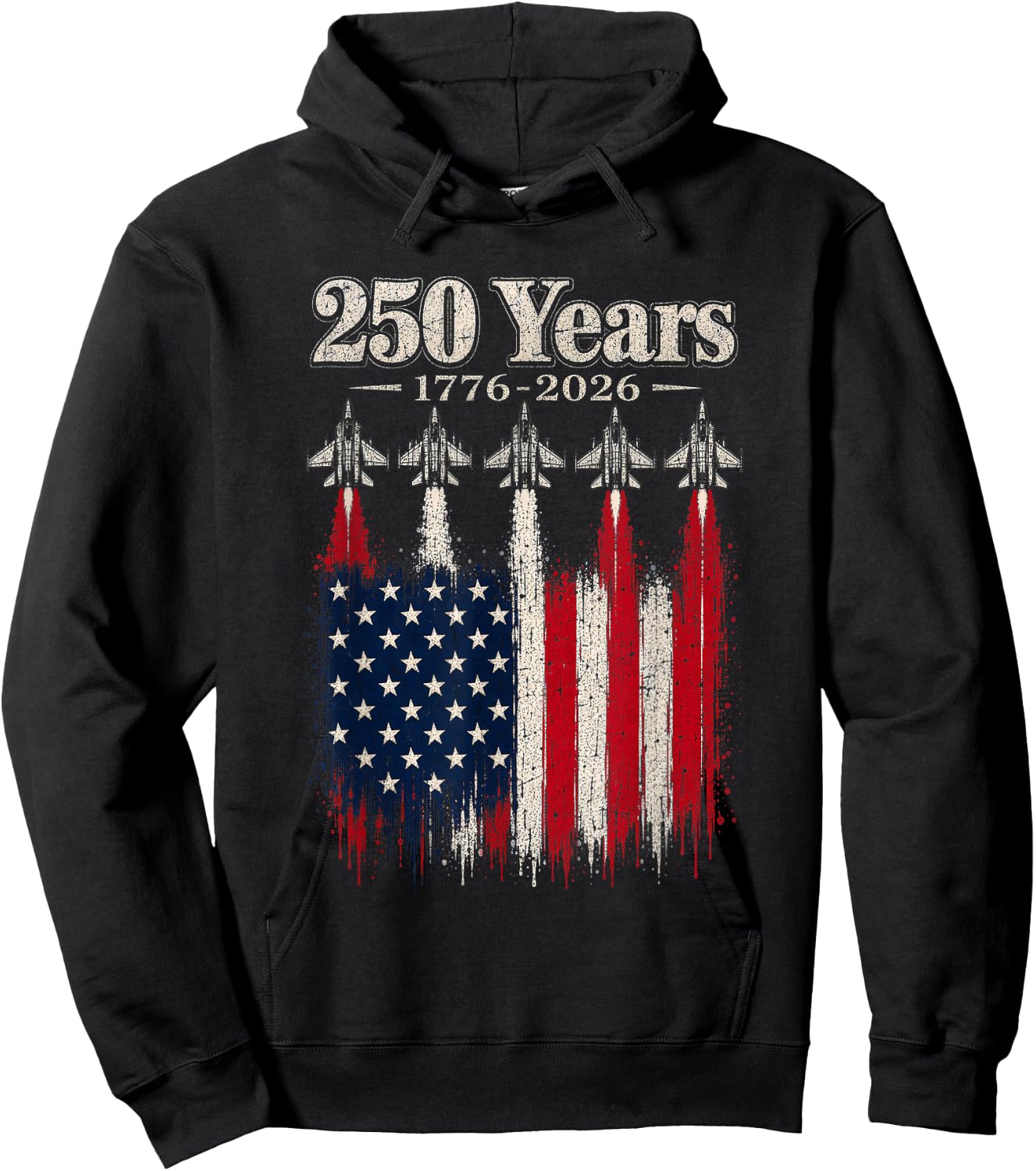 250 Anniversary USA Flag Hoodie - Hoodie | Black