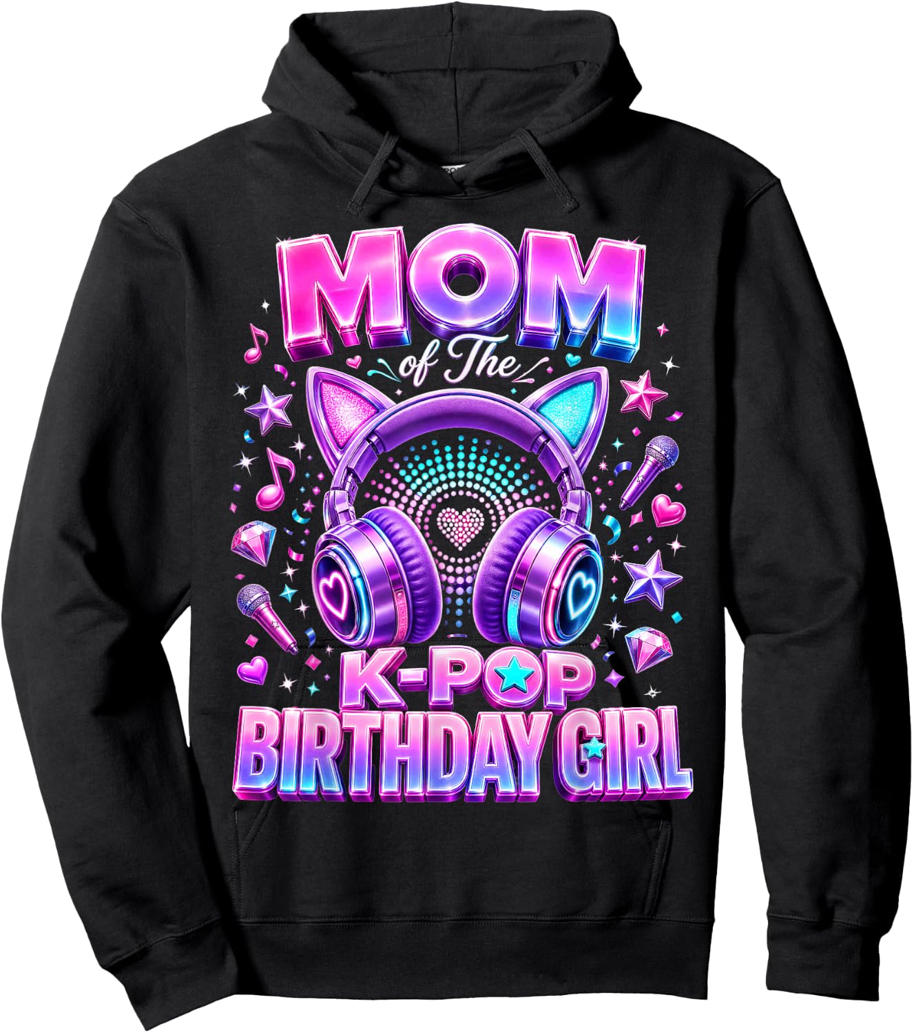 Korean Pop Music Girl Mom of The K-Pop Birthday Girl Hoodie - Hoodie | Black