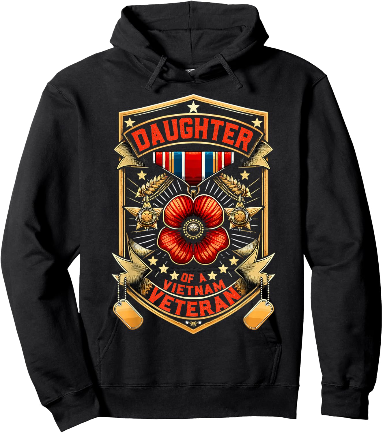 USA Proud Daughter Of A Vietnam Veteran Hoodie - Hoodie | Black