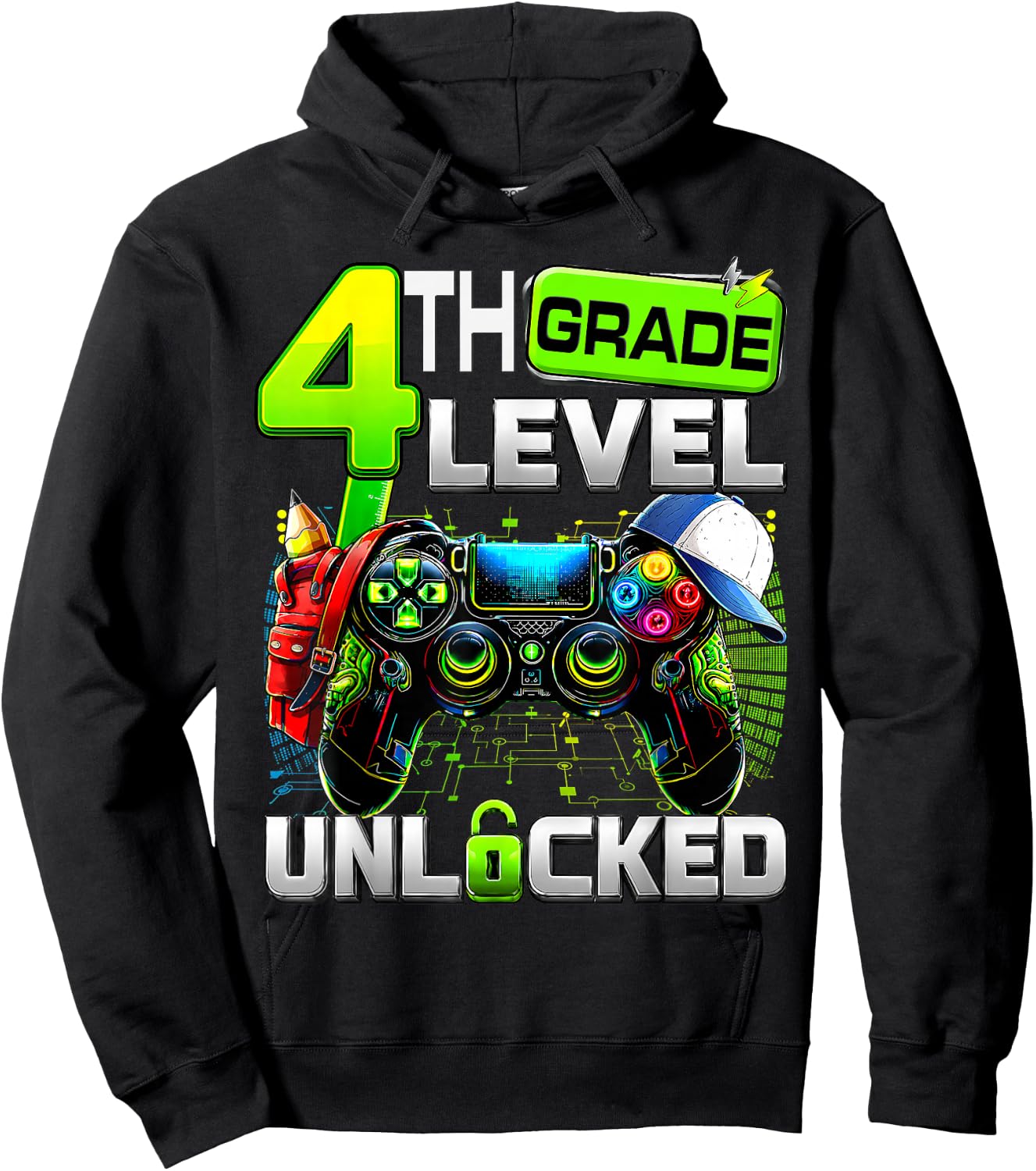 Controller 4th Grade Fourth Level Unlocked First Day Boys Hoodie - Hoodie | Black