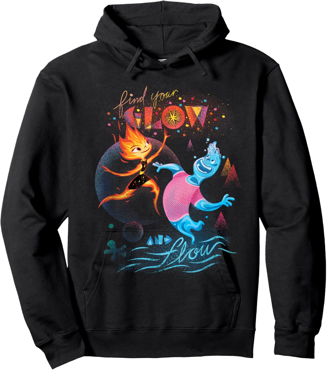 Disney and Pixar's Elemental Find Your Glow and Flow , black Hoodie - Hoodie | Black