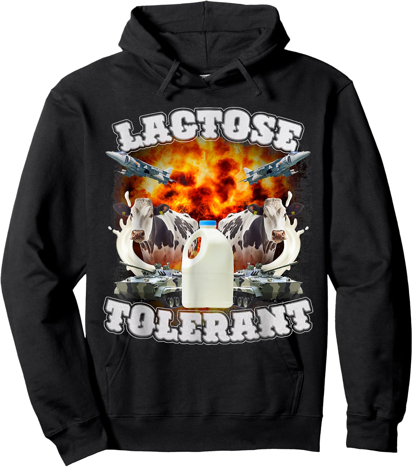 Lactose Tolerant Meme Funny Strange Specific Thanks Meme , black Hoodie - Hoodie | Black