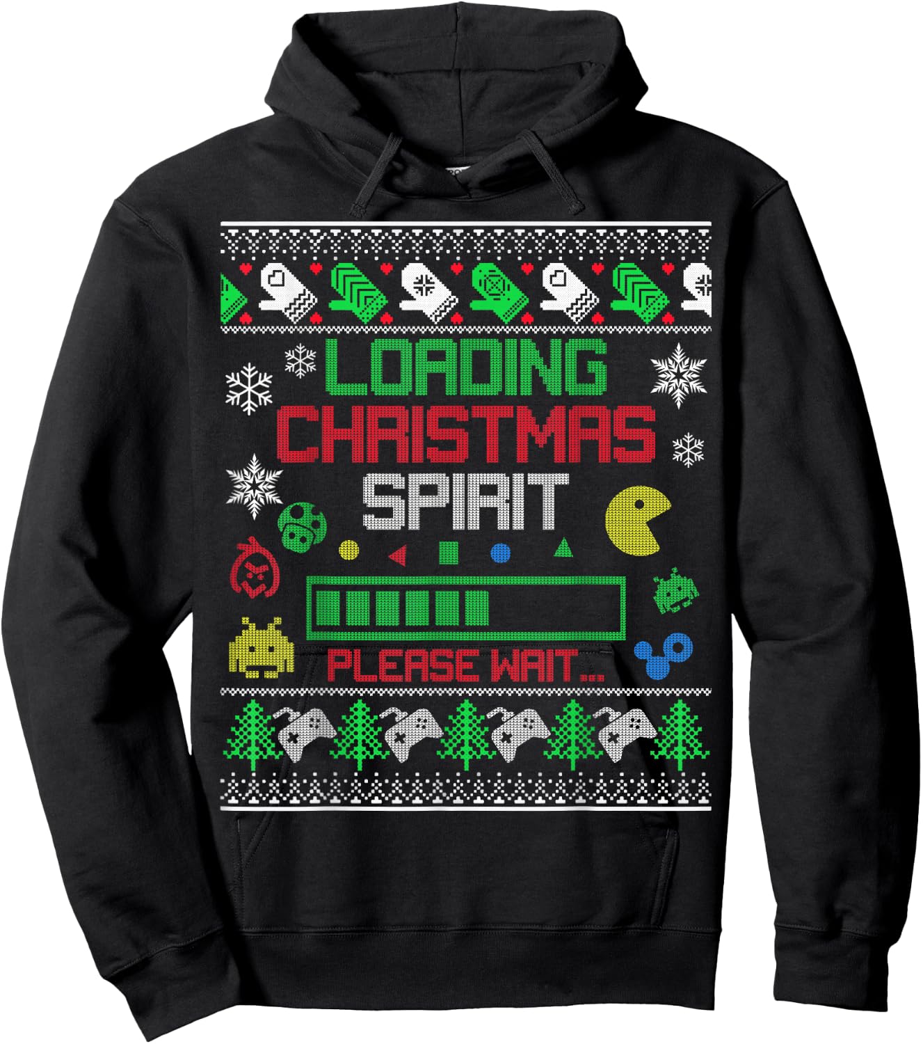 Christmas Gaming - Loading Christmas Spirit for Gamer Ugly Hoodie - Hoodie | Black