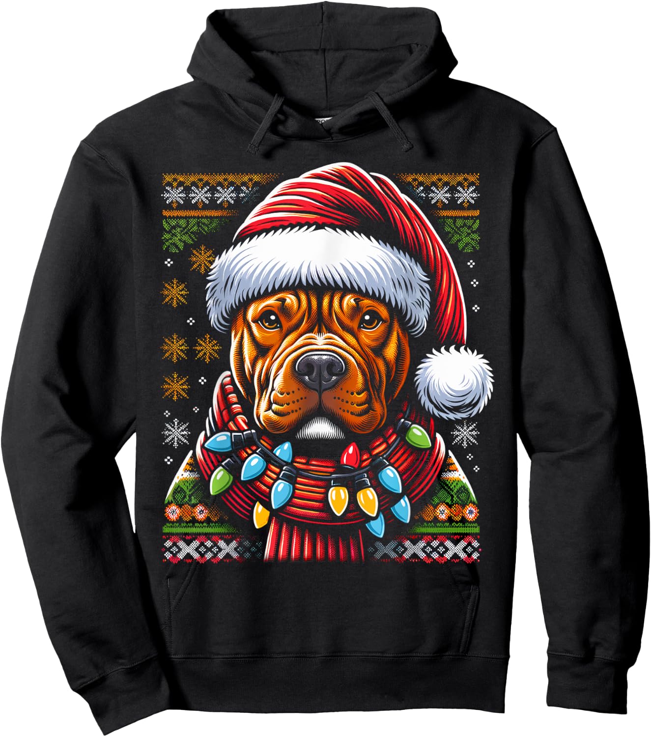 Christmas Pit bull Xmas Pit Bull Mom Dog Lover Santa Hoodie - Hoodie | Black