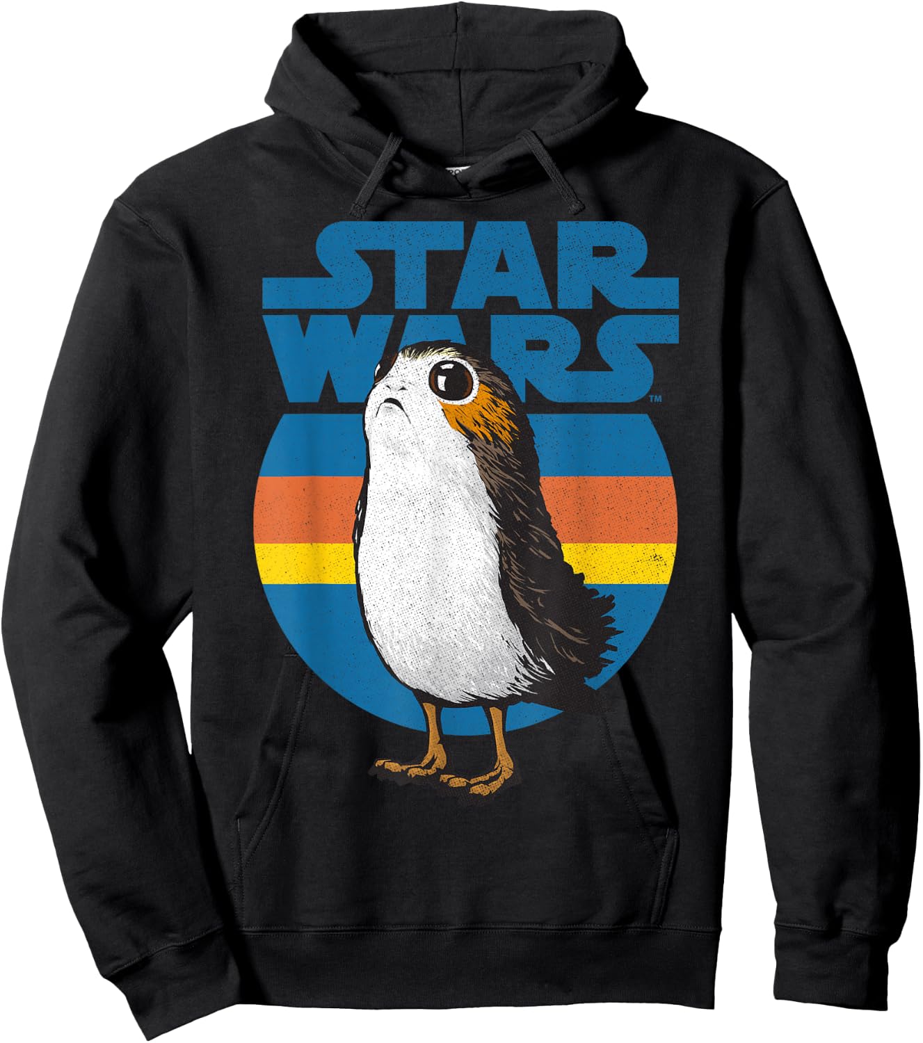 Star Wars Last Jedi Porg Retro Stripes Logo Graphic Hoodie - Hoodie | Black