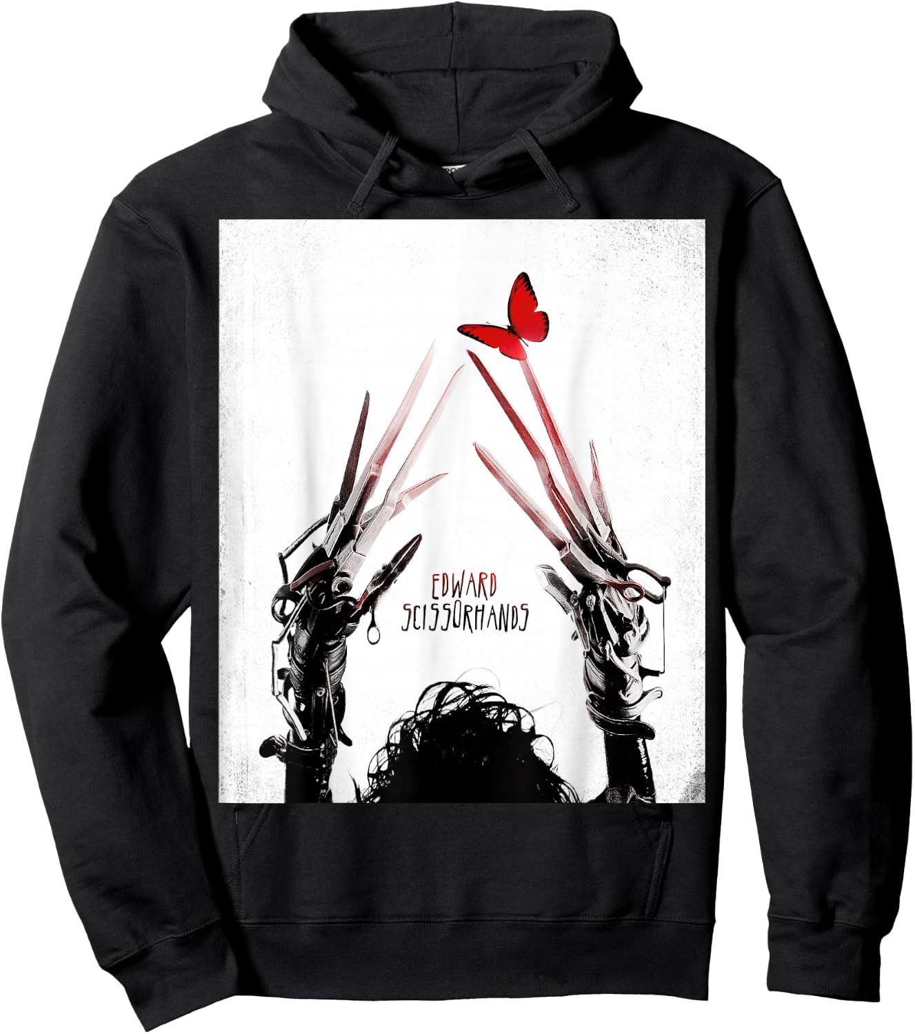 Tim Burton's Edward Scissorhands Red Butterfly Movie Poster Small Hoodie - Hoodie | Black