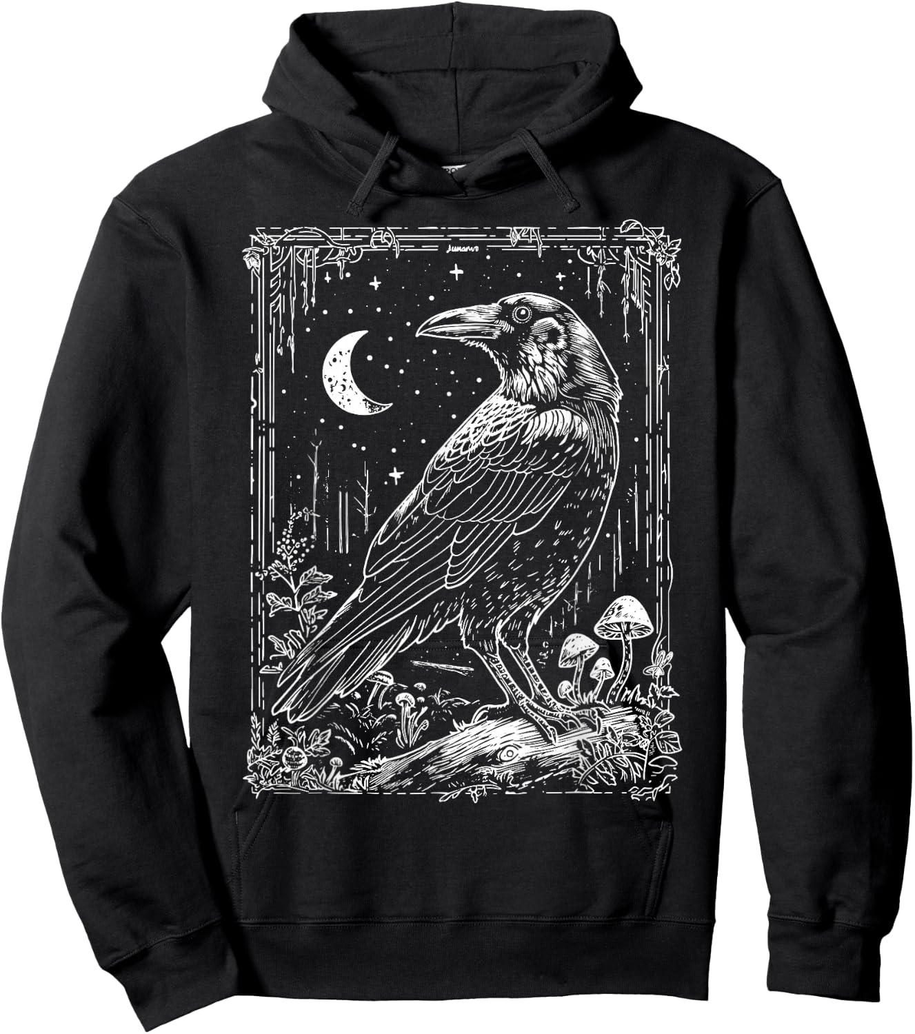 Raven Crow | Dark Academia Witchy Wicca Witchcore Crowcore Hoodie - Hoodie | Black