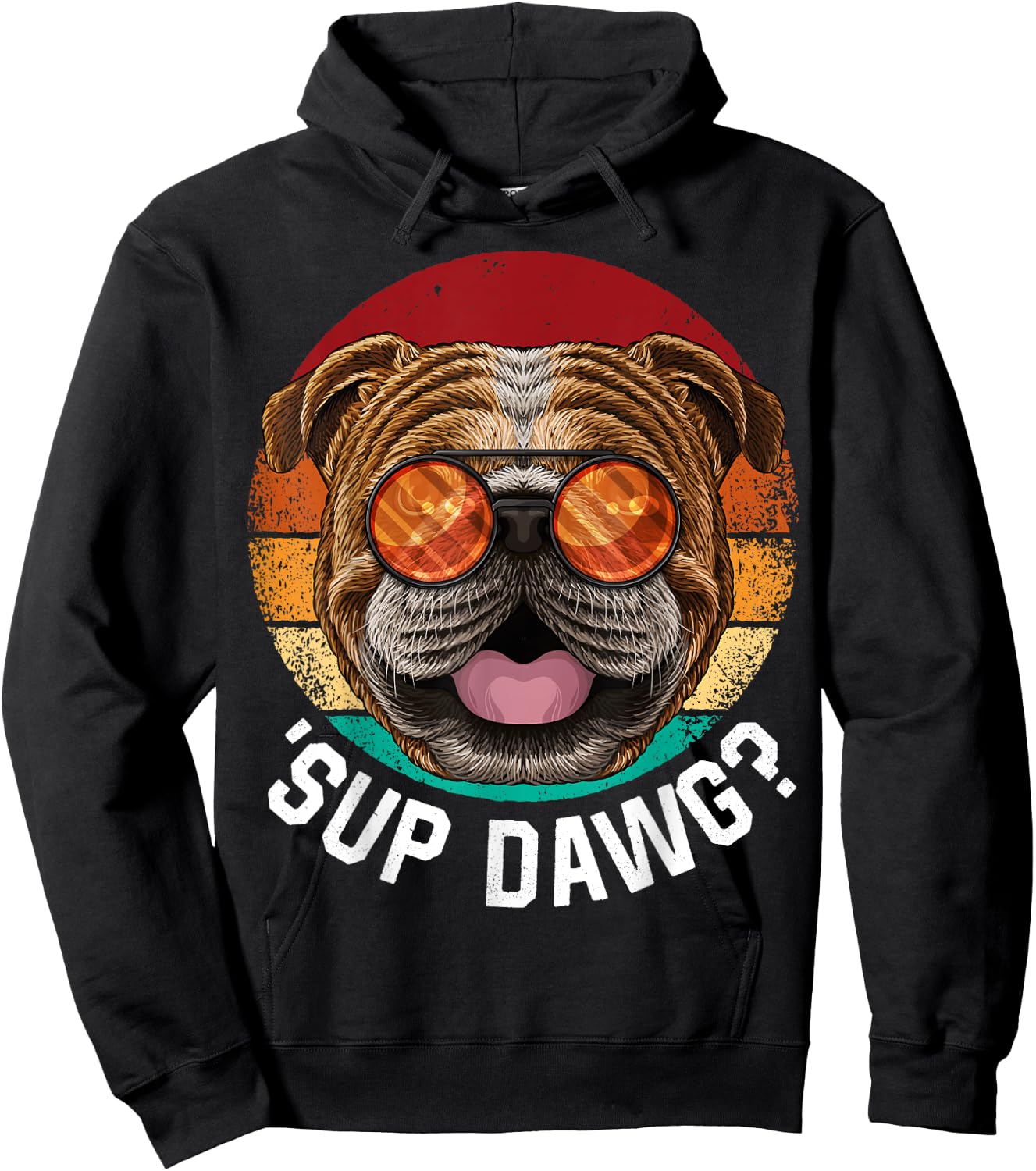 'Sup Dawg Bulldog Funny Dog Retro Vintage Puppy Hoodie - Hoodie | Black