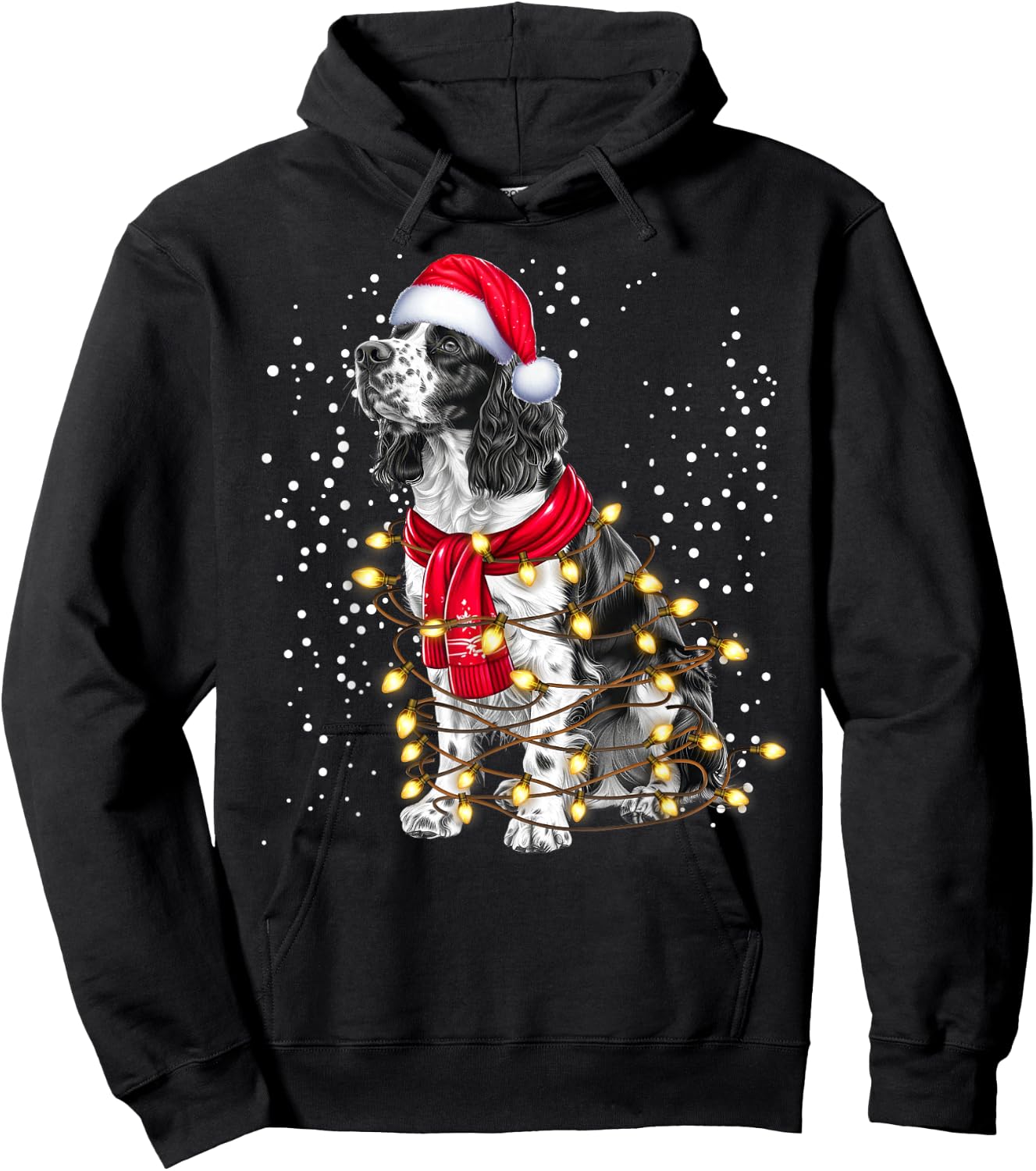 English Springer Spaniel dog Ugly Christmas Dog Xmas Hoodie - Hoodie | Black
