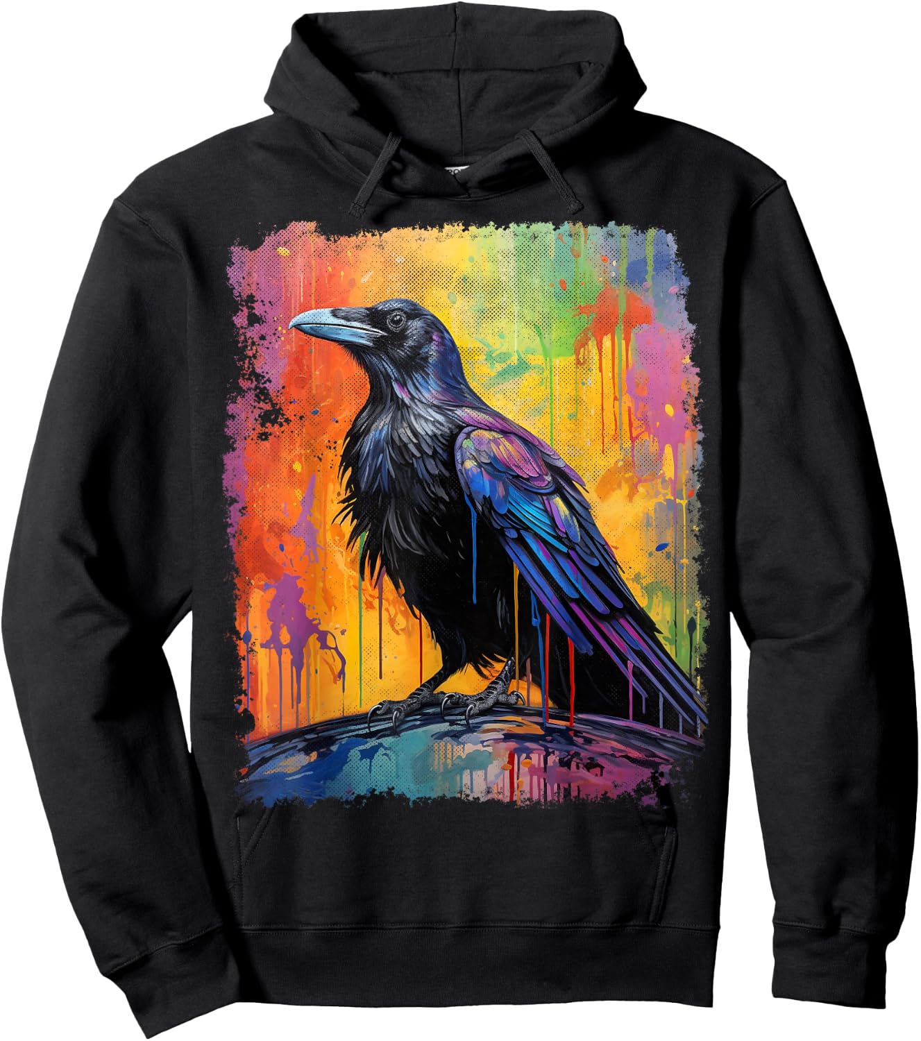 A Crow Graphic Rainbow Hoodie - Hoodie | Black