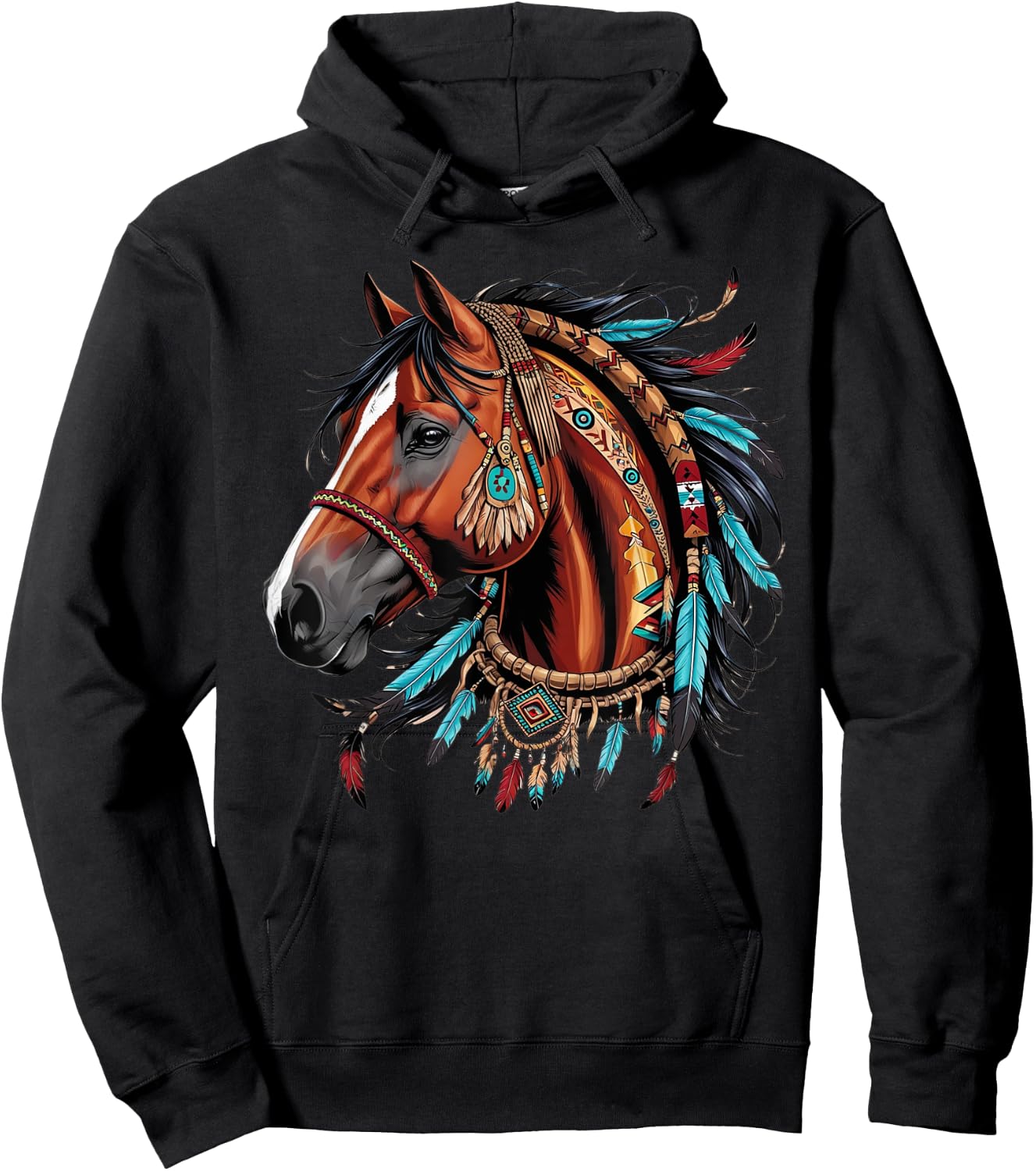 Horse Native American Indigenous Heritage indian Pride Hoodie - Hoodie | Black