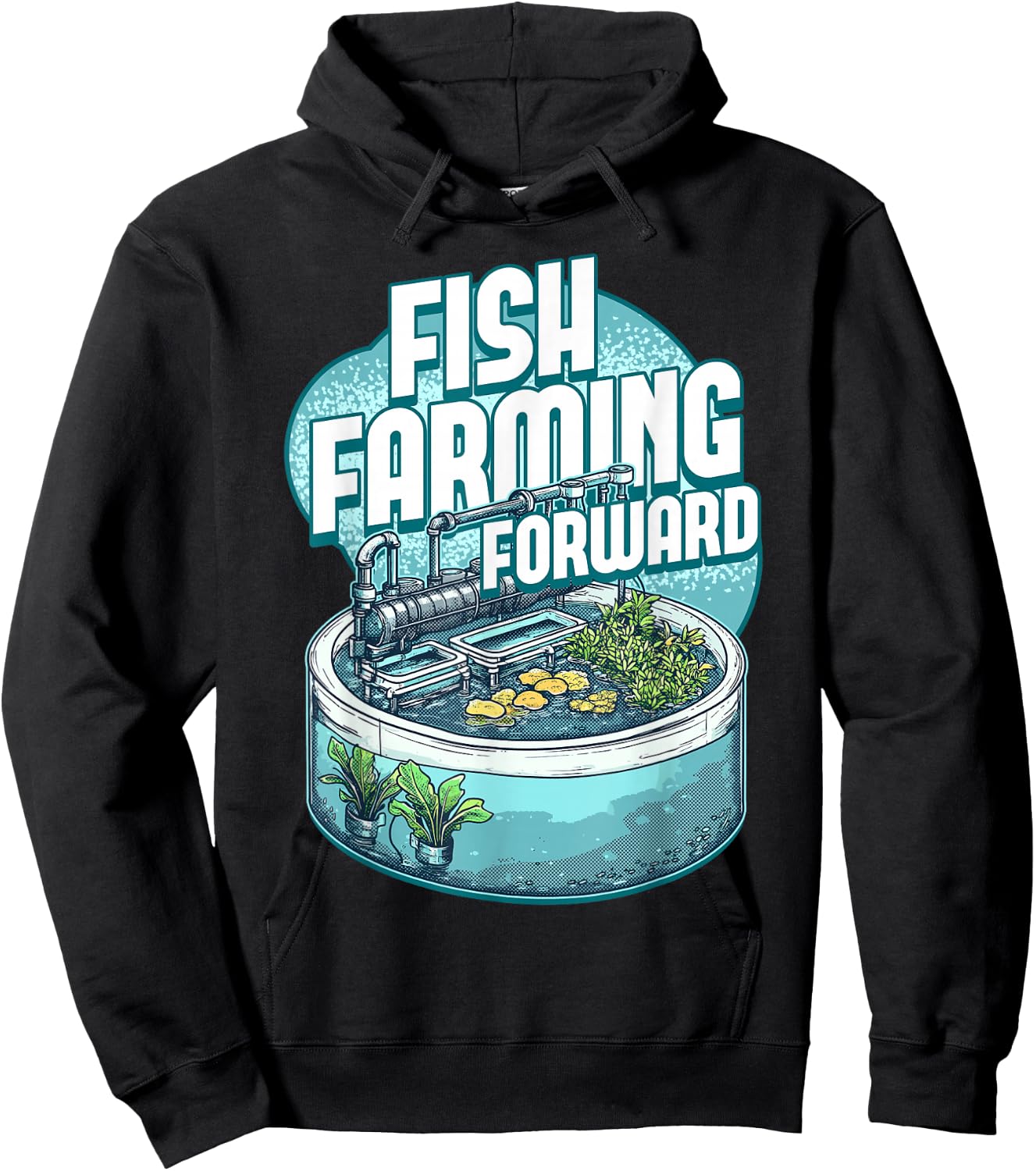 Fish Farming Forward Aquaponics Aquaculture Design Hoodie - Hoodie | Black