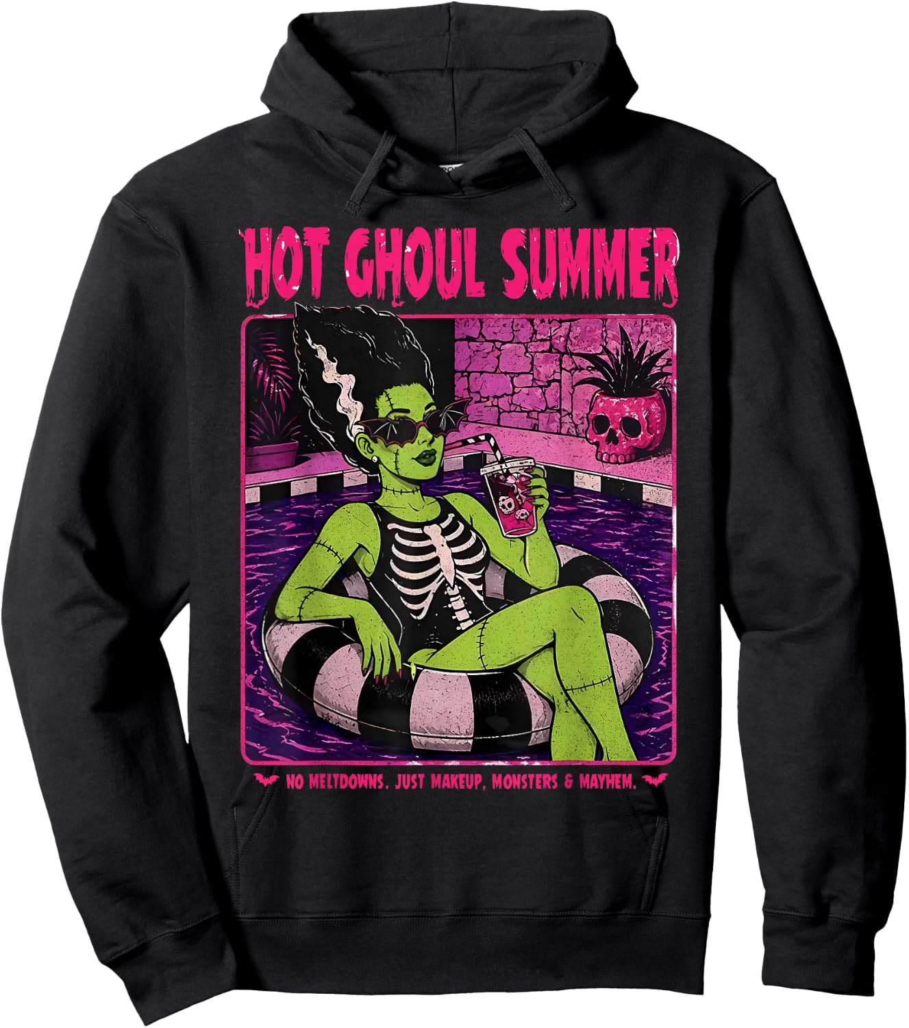 Retro Funny The Bride Frankenstein Monster Hot Ghoul Summer Hoodie - Hoodie | Black