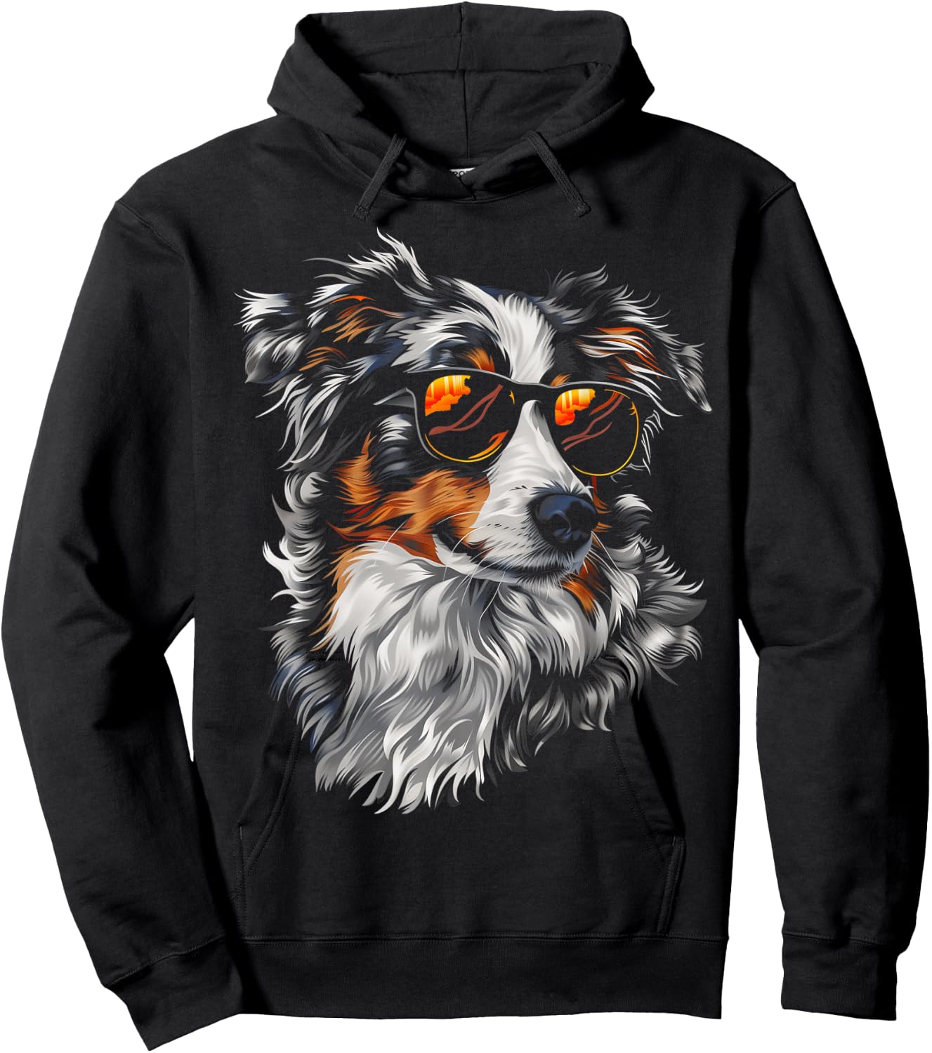 Australian Shepherd Sunglasses Funny Dog Mom Dad Hoodie - Hoodie | Black