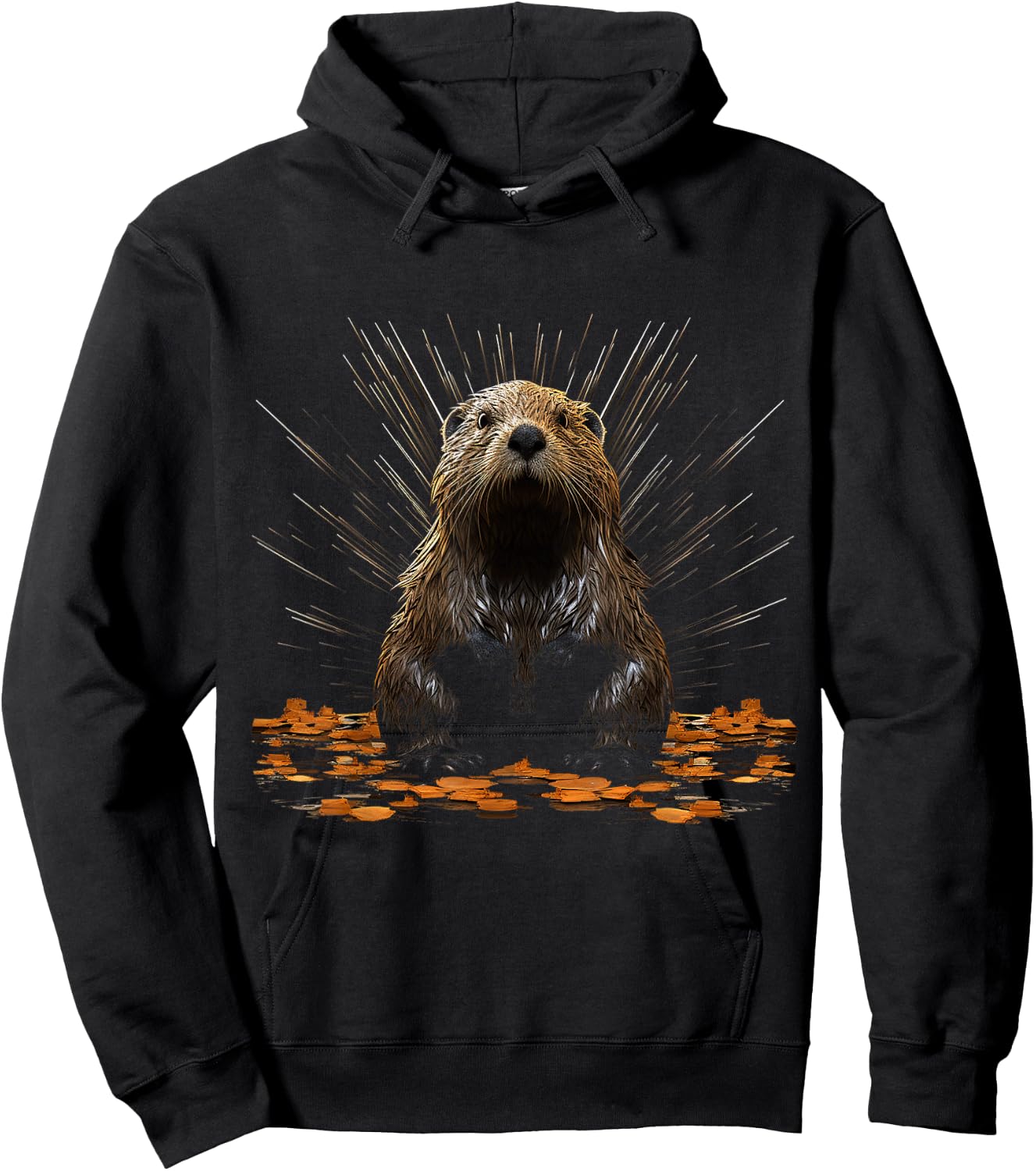Beaver Geometric Animal Art Graphic Motif Beaver Hoodie - Hoodie | Black