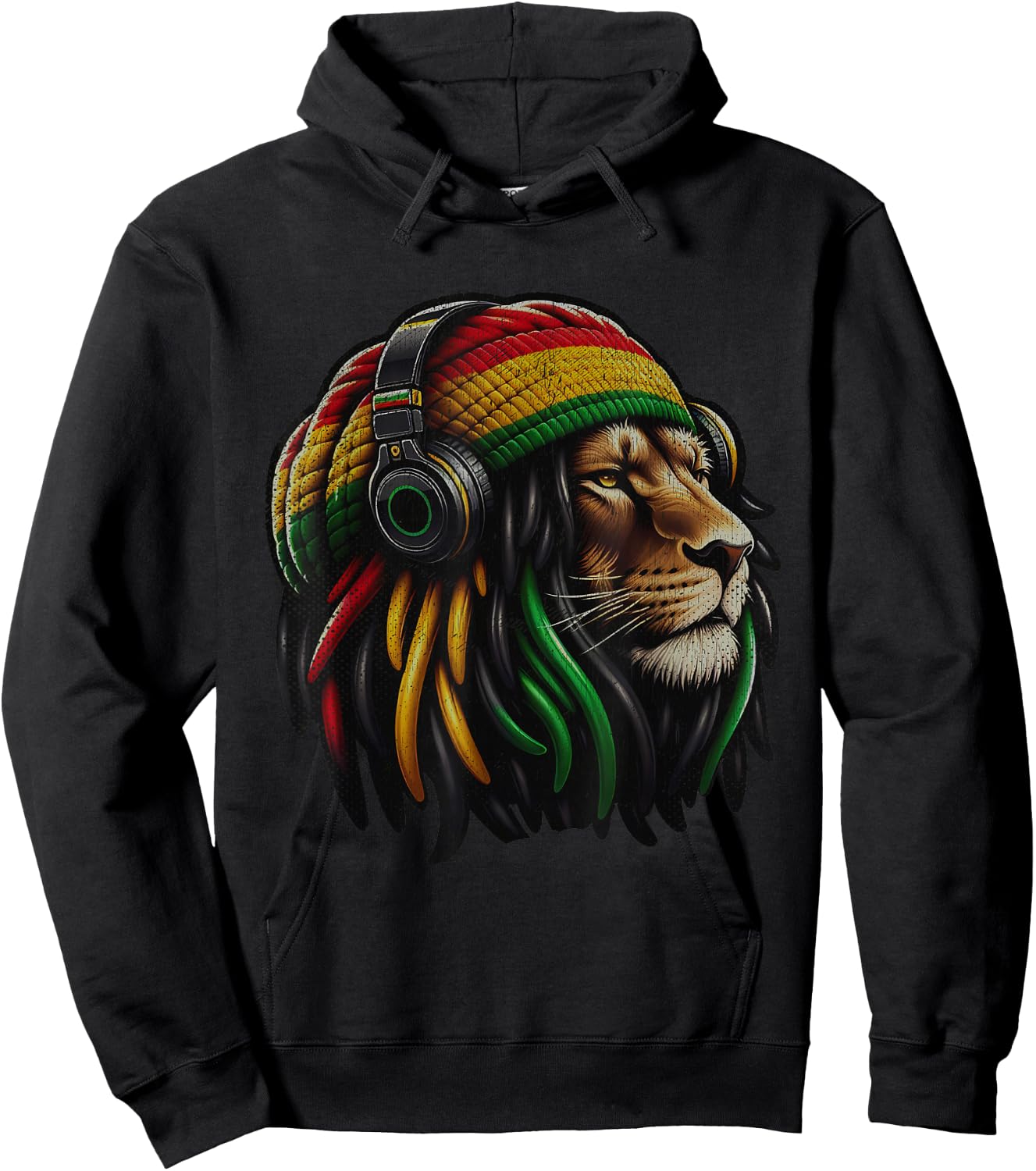 Jamaica Roots Reggae Lion of Judah Rastafari , black Hoodie - Hoodie | Black