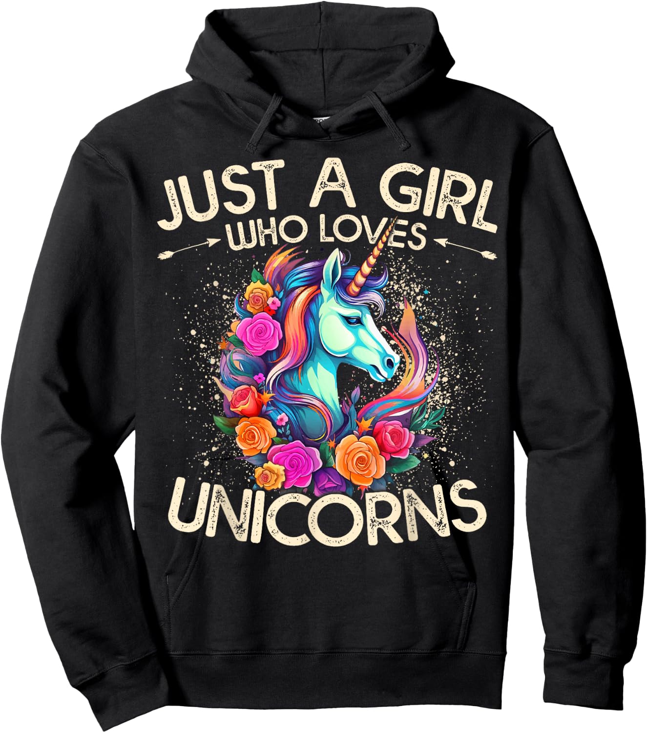Floral Unicorn Just A Girl Who Loves Unicorns Hoodie - Hoodie | Black