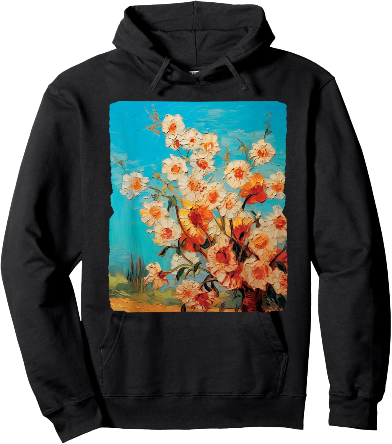 Van Gogh's Artistic Almond Blossom Starry Night Hoodie - Hoodie | Black